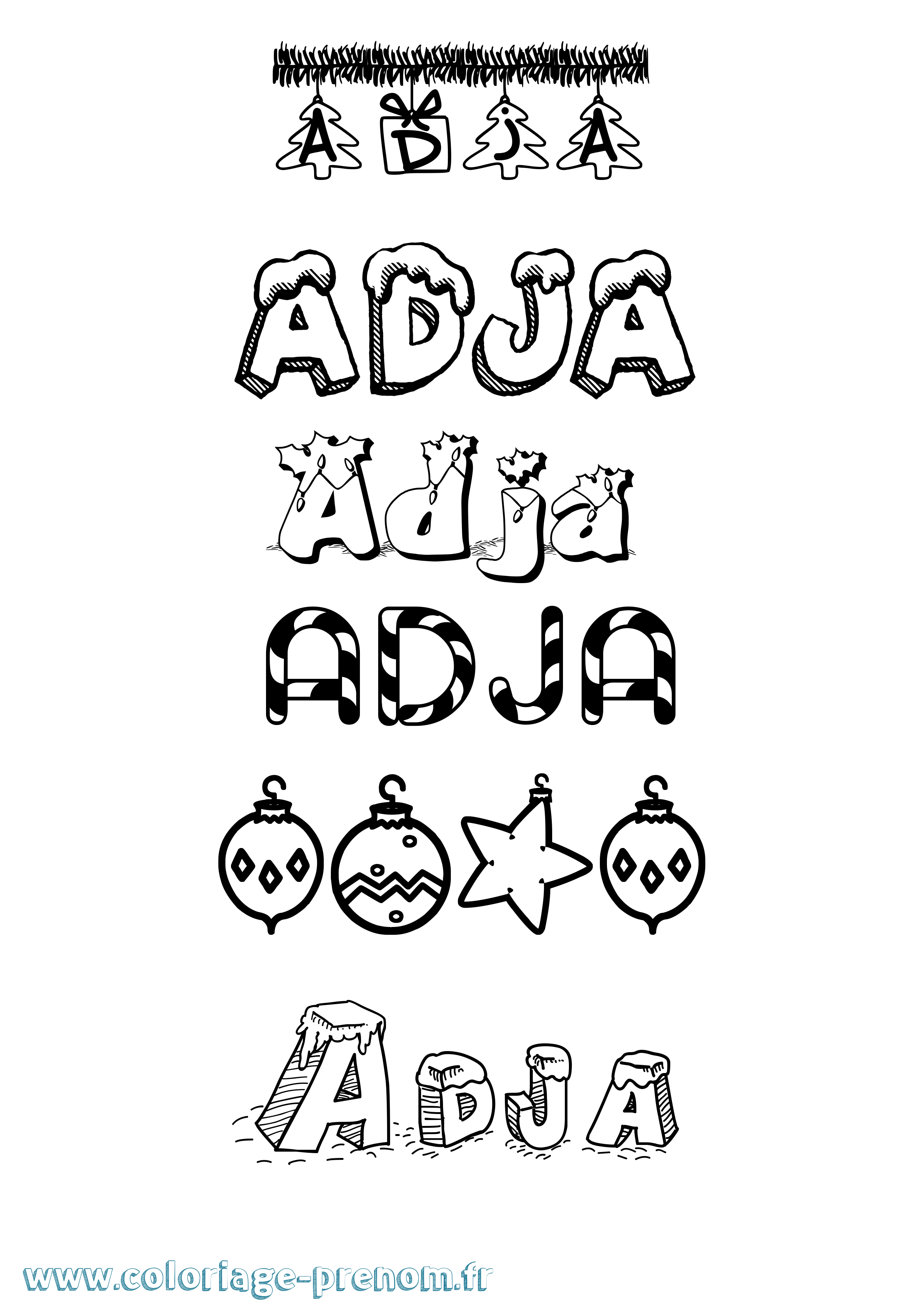 Coloriage Adja Noël Coloriage prénom Adja Noël