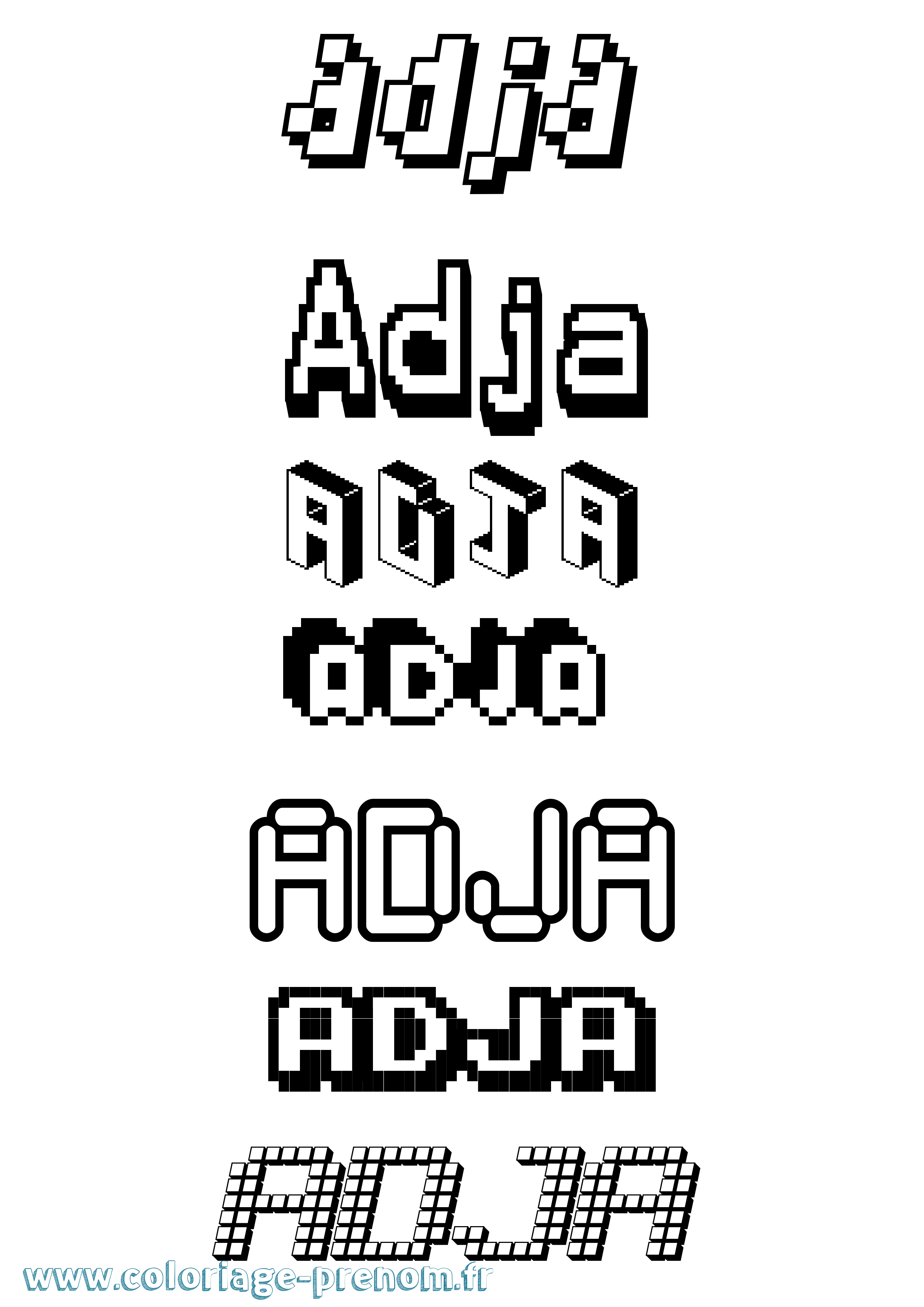 Coloriage Adja Pixel Coloriage prénom Adja Pixel