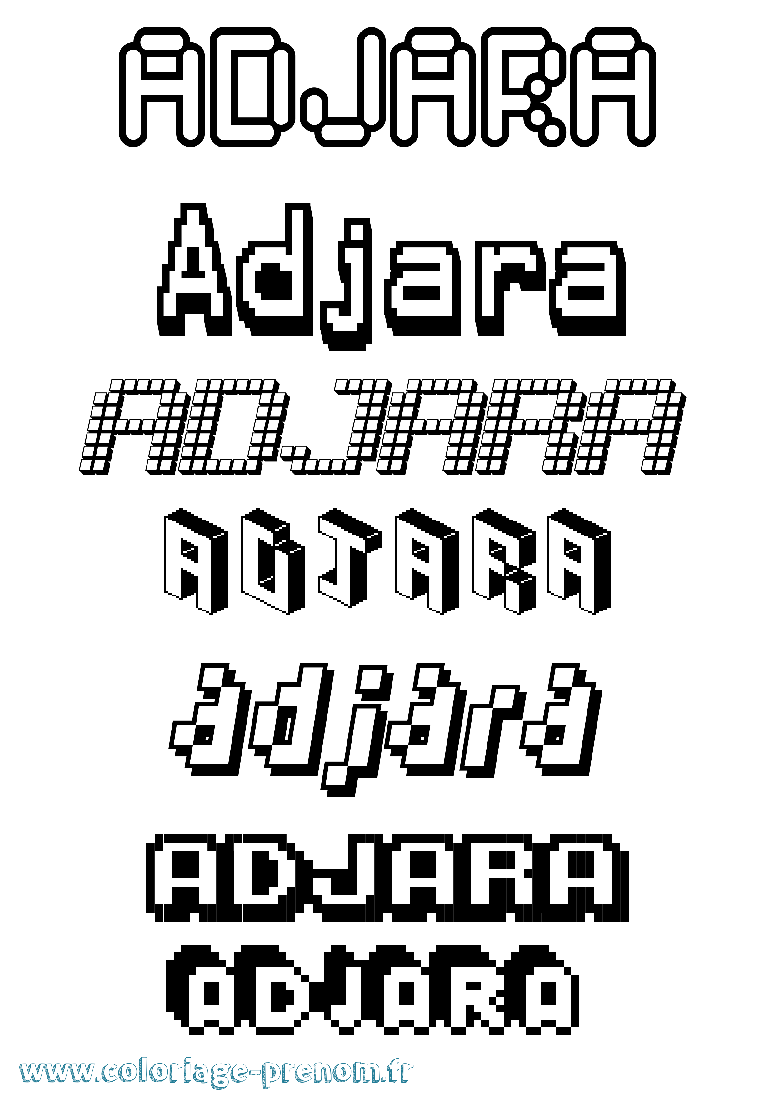 Coloriage prénom Adjara Pixel