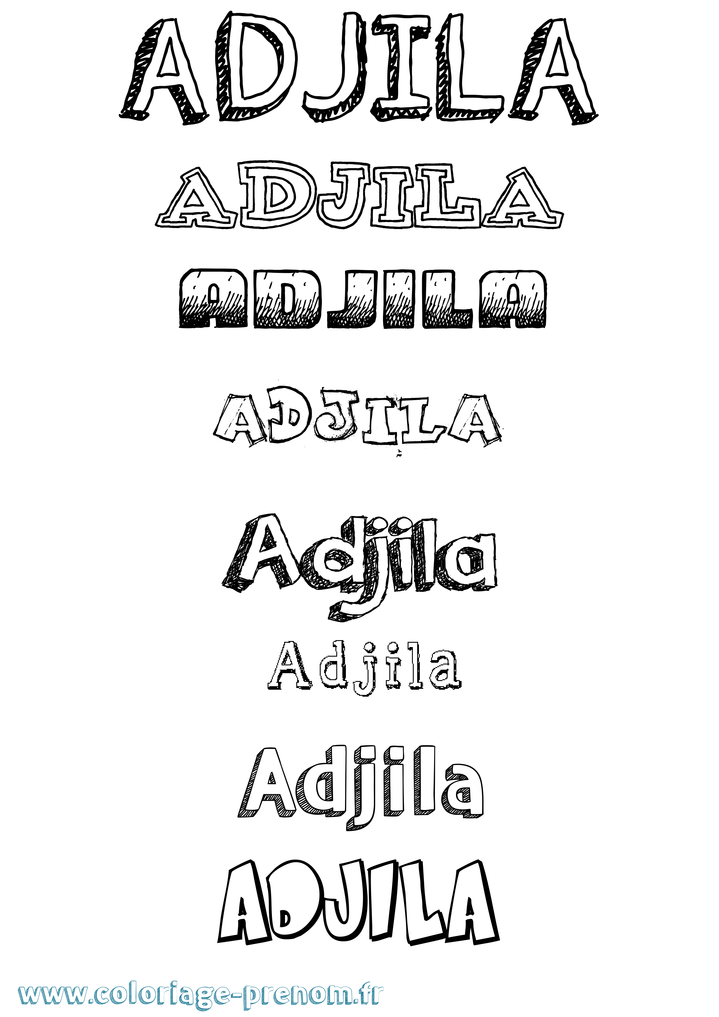 Coloriage prénom Adjila Dessiné