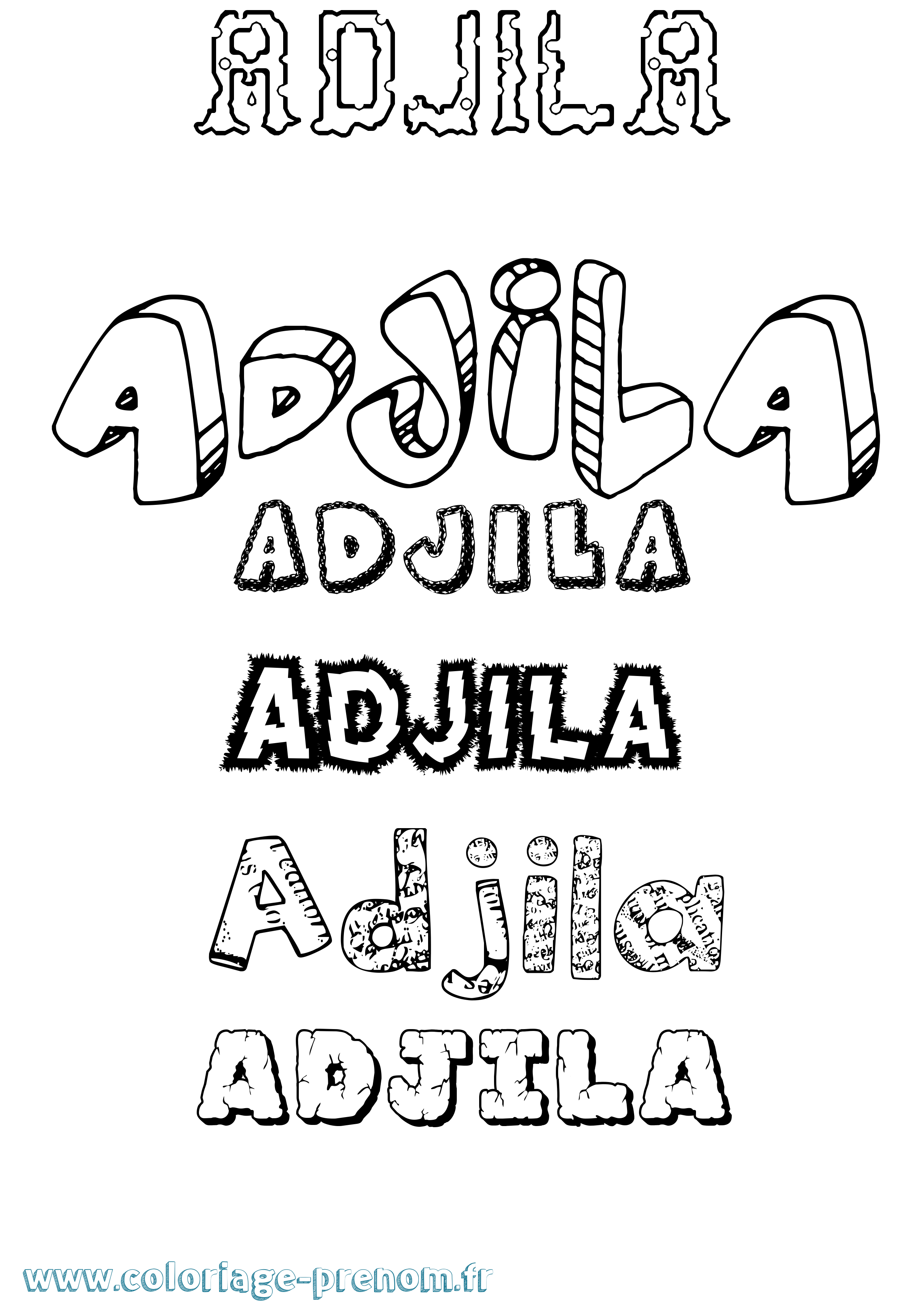 Coloriage prénom Adjila Destructuré