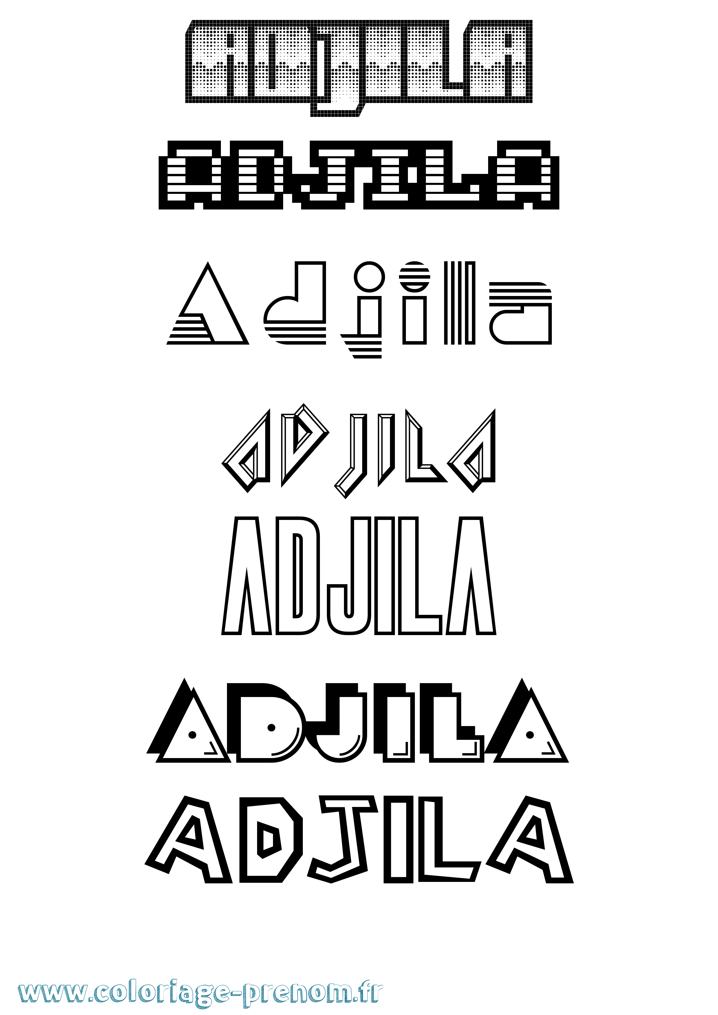 Coloriage prénom Adjila Jeux Vidéos