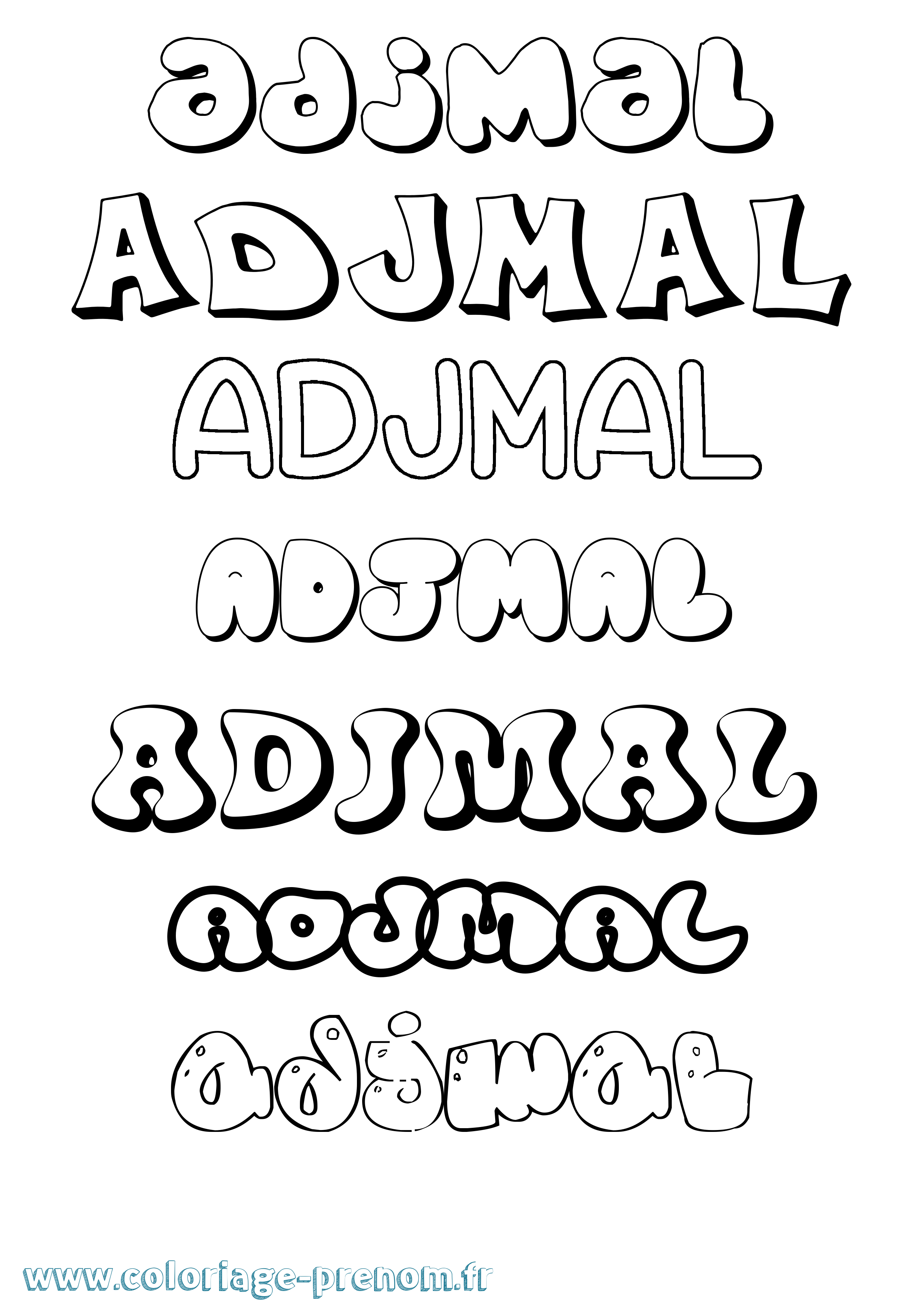 Coloriage Adjmal Bubble Coloriage prénom Adjmal Bubble