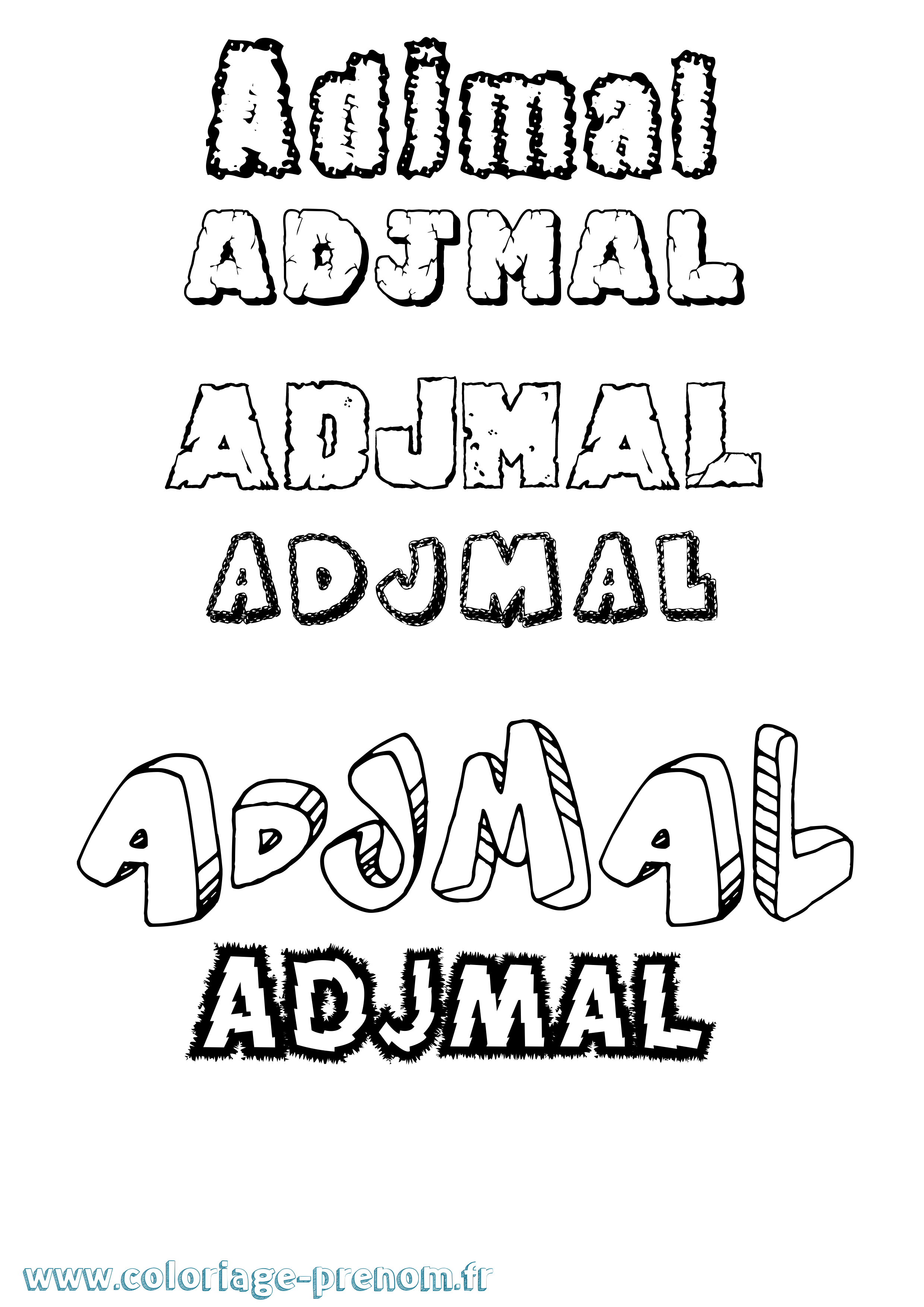 Coloriage Adjmal Destructuré Coloriage prénom Adjmal Destructuré