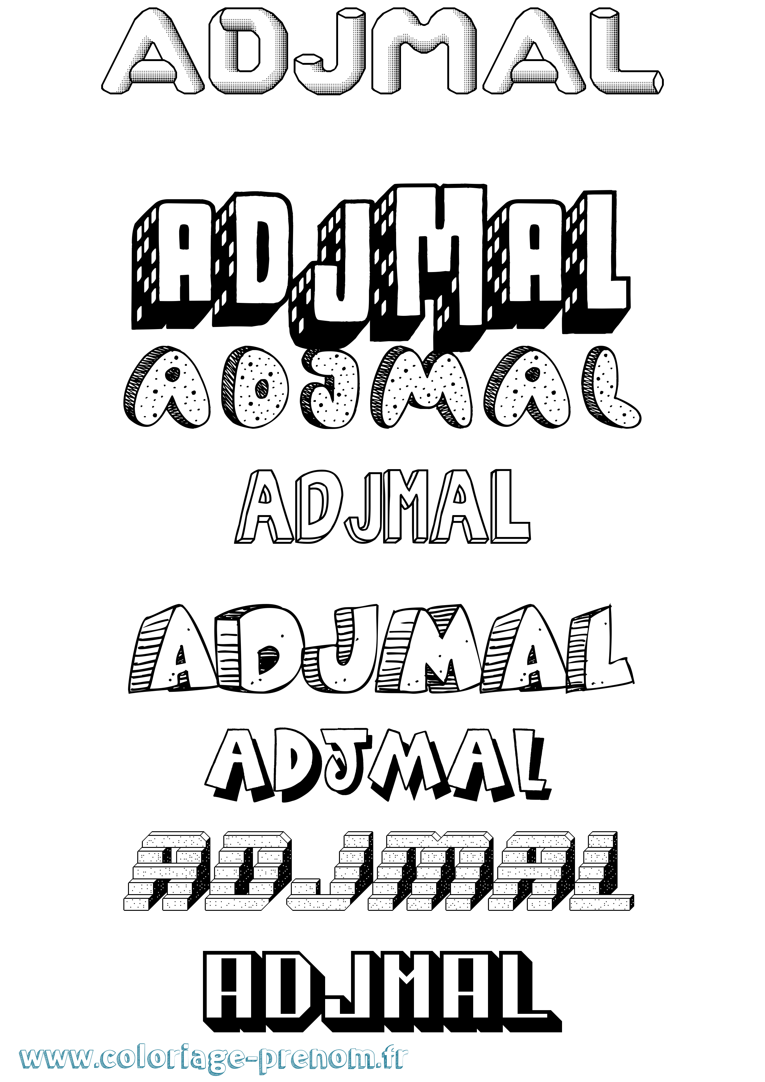 Coloriage Adjmal Effet 3D Coloriage prénom Adjmal Effet 3D
