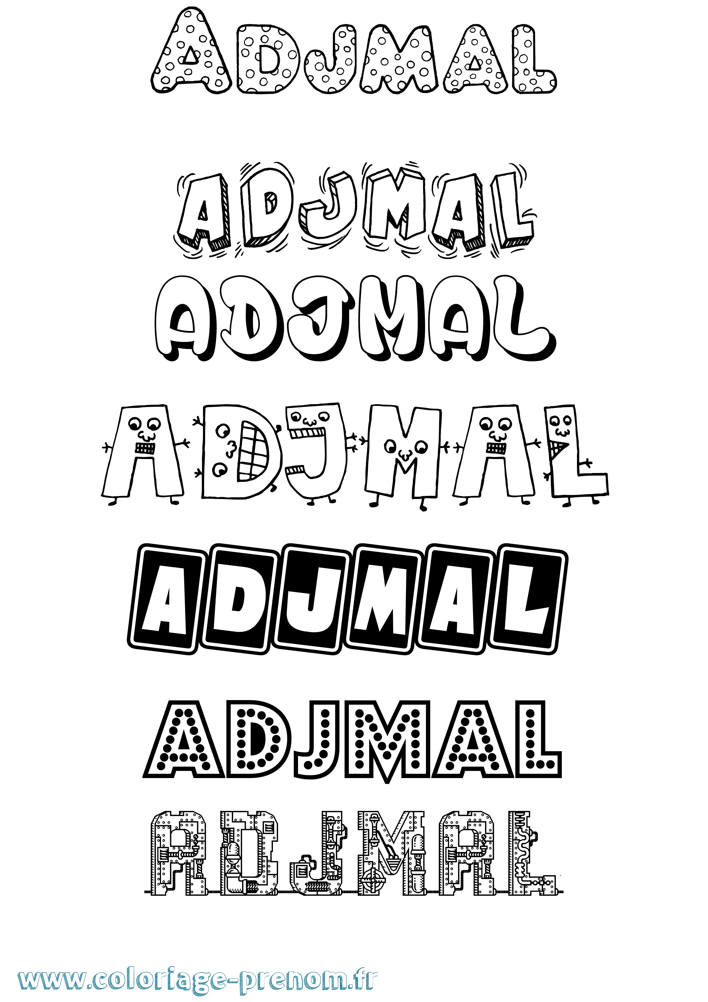 Coloriage Adjmal Fun Coloriage prénom Adjmal Fun