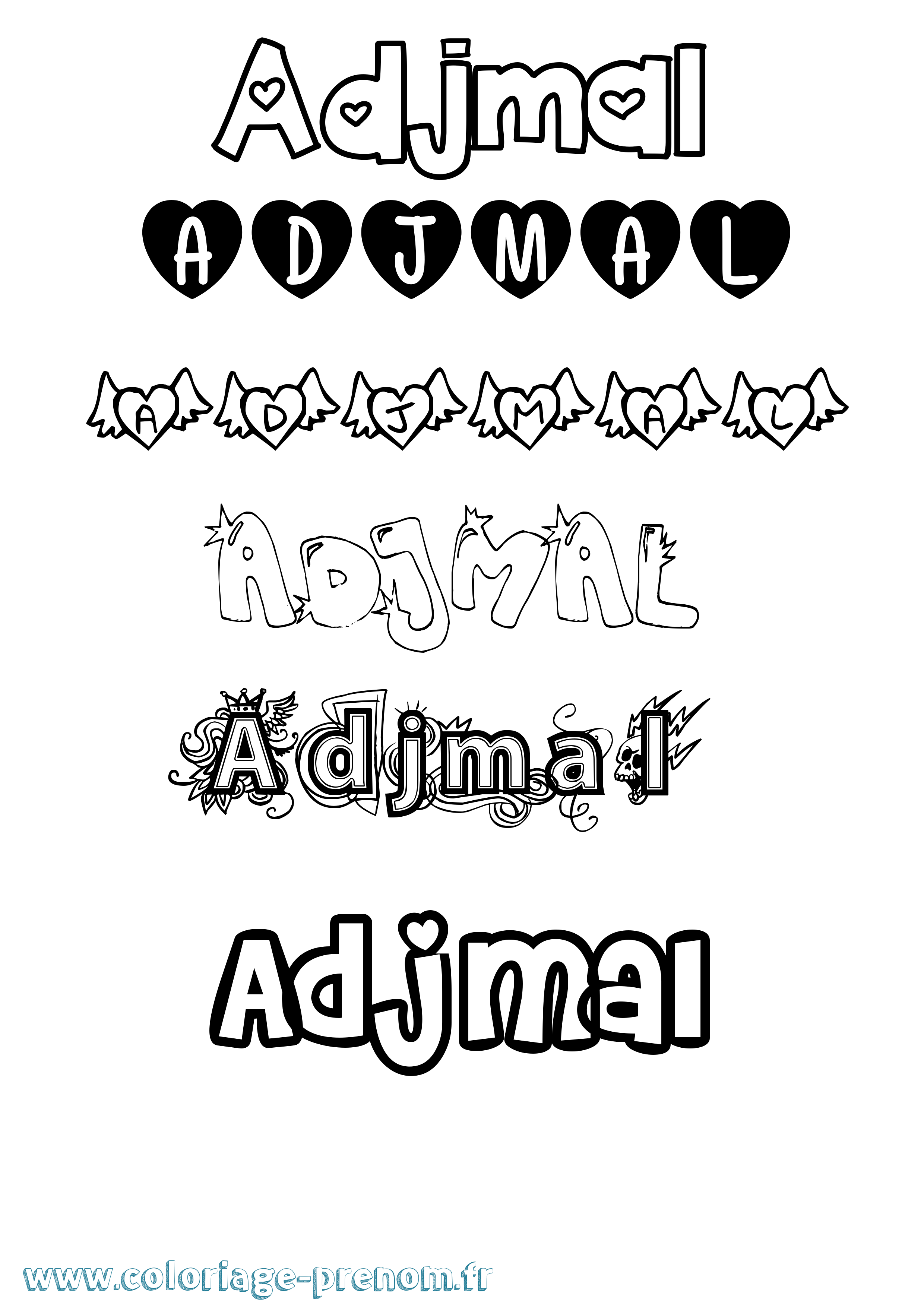 Coloriage Adjmal Girly Coloriage prénom Adjmal Girly