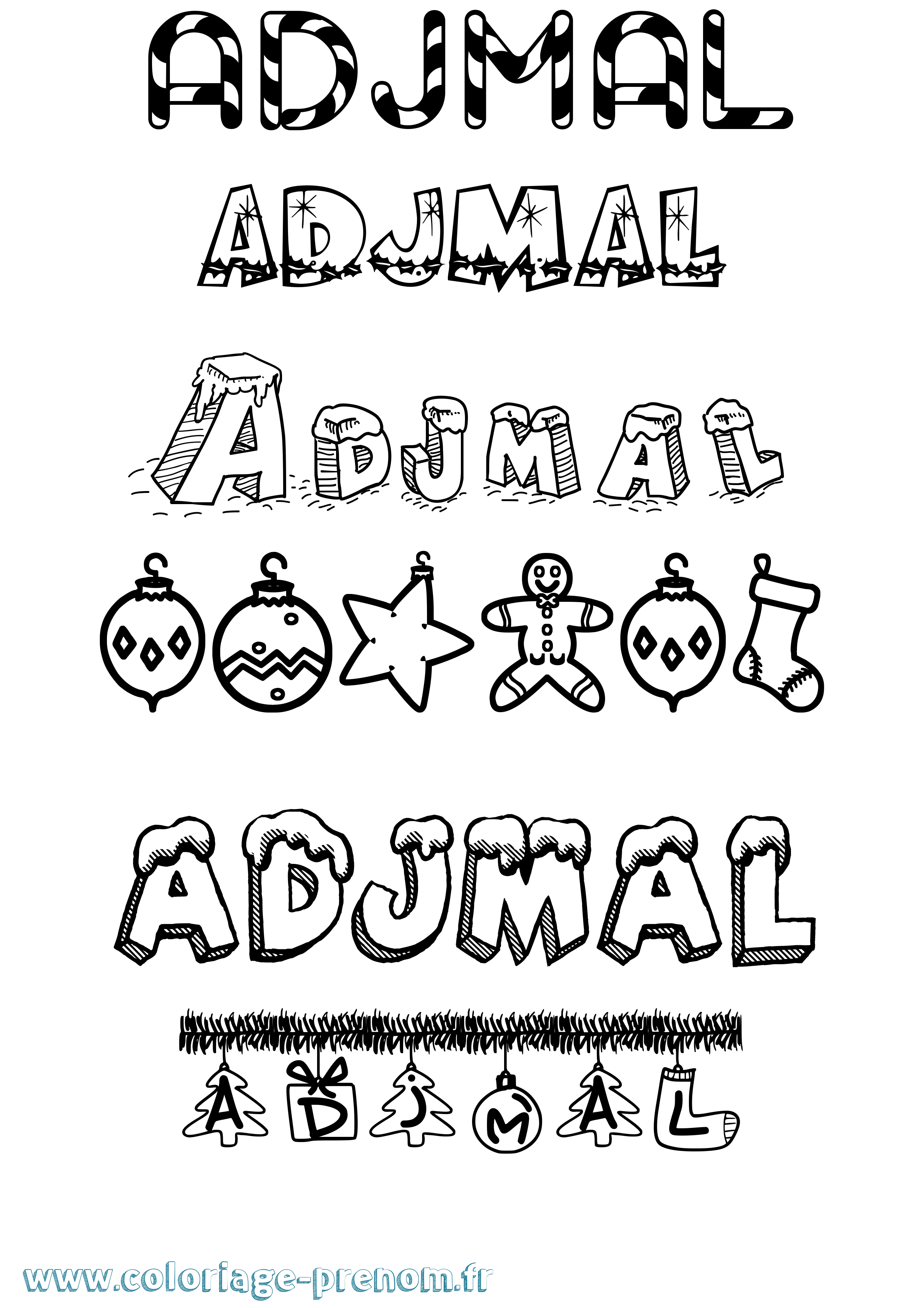 Coloriage Adjmal Noël Coloriage prénom Adjmal Noël