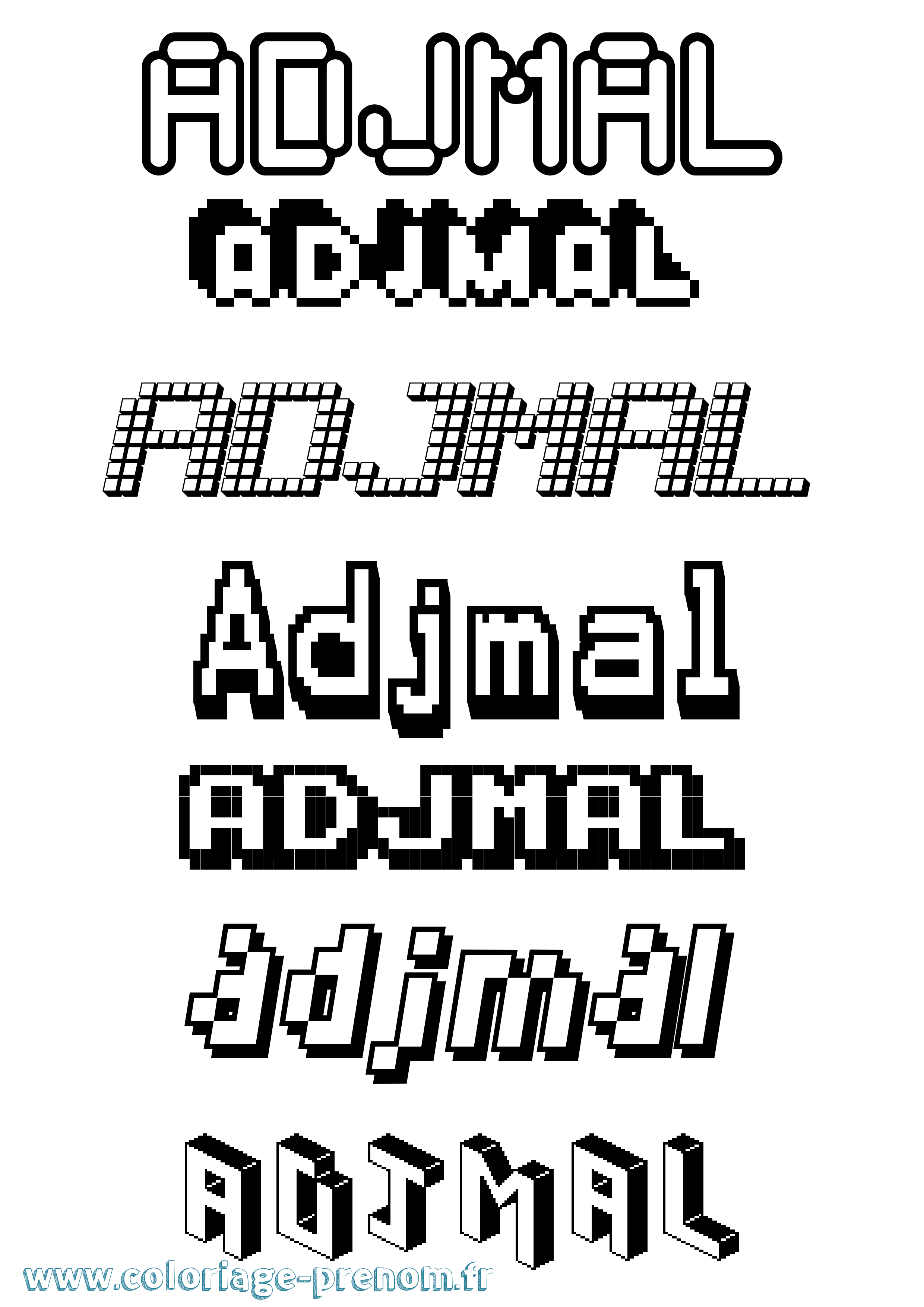 Coloriage Adjmal Pixel Coloriage prénom Adjmal Pixel