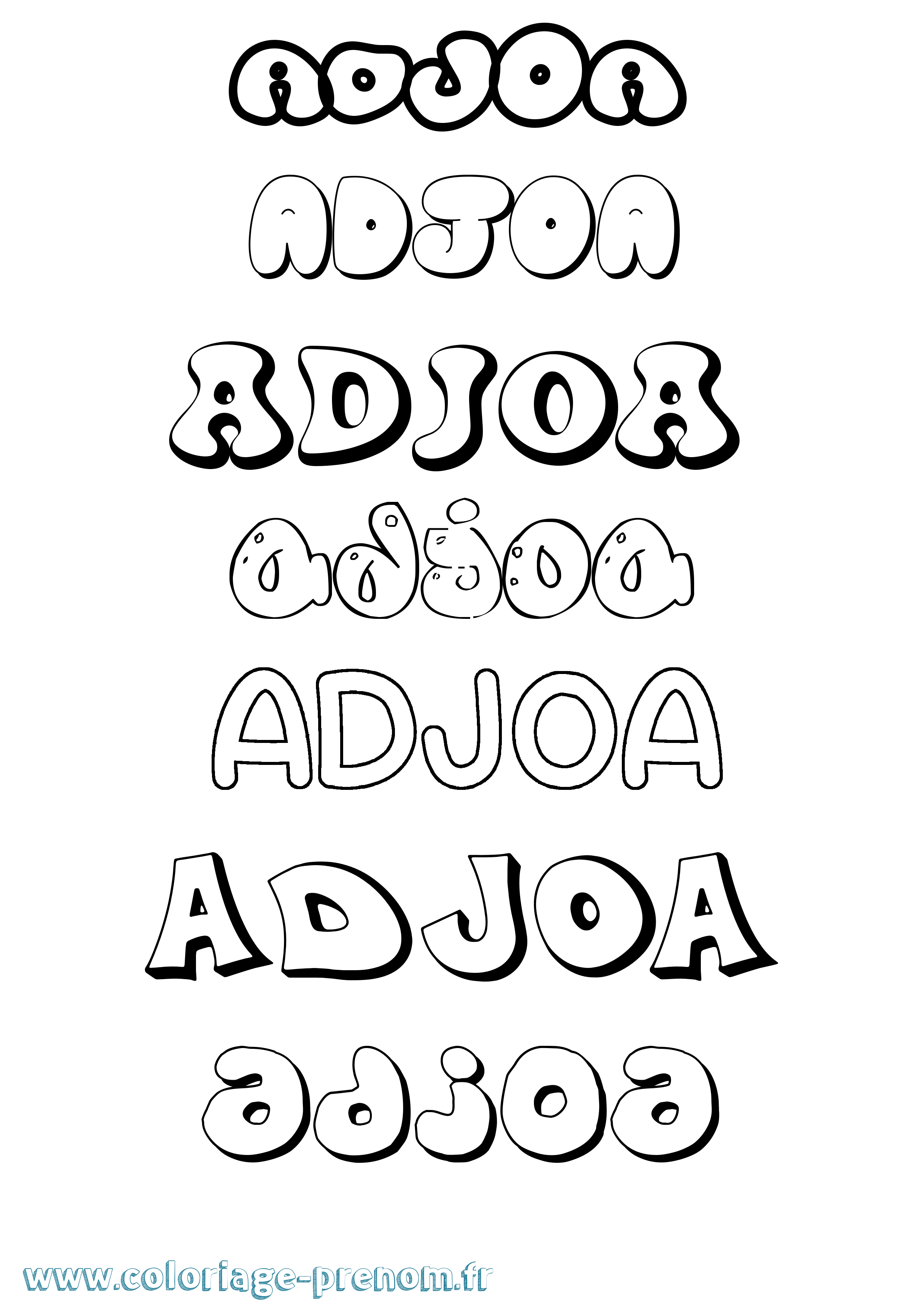 Coloriage prénom Adjoa Bubble
