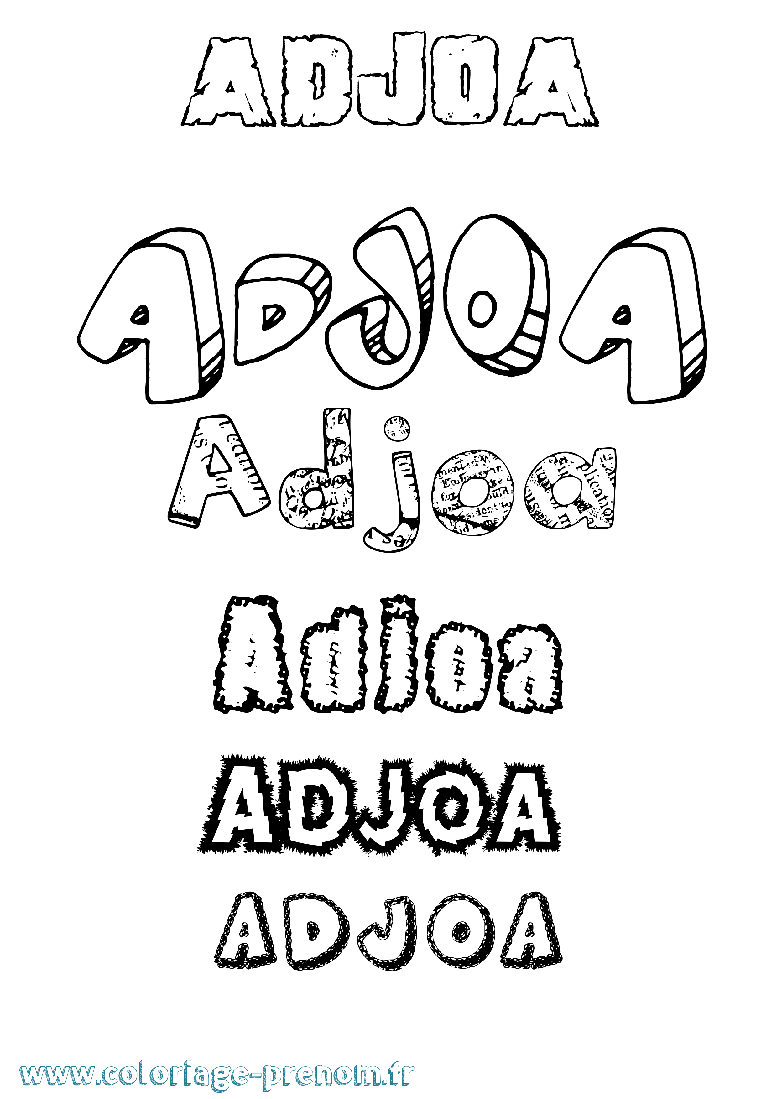 Coloriage prénom Adjoa Destructuré