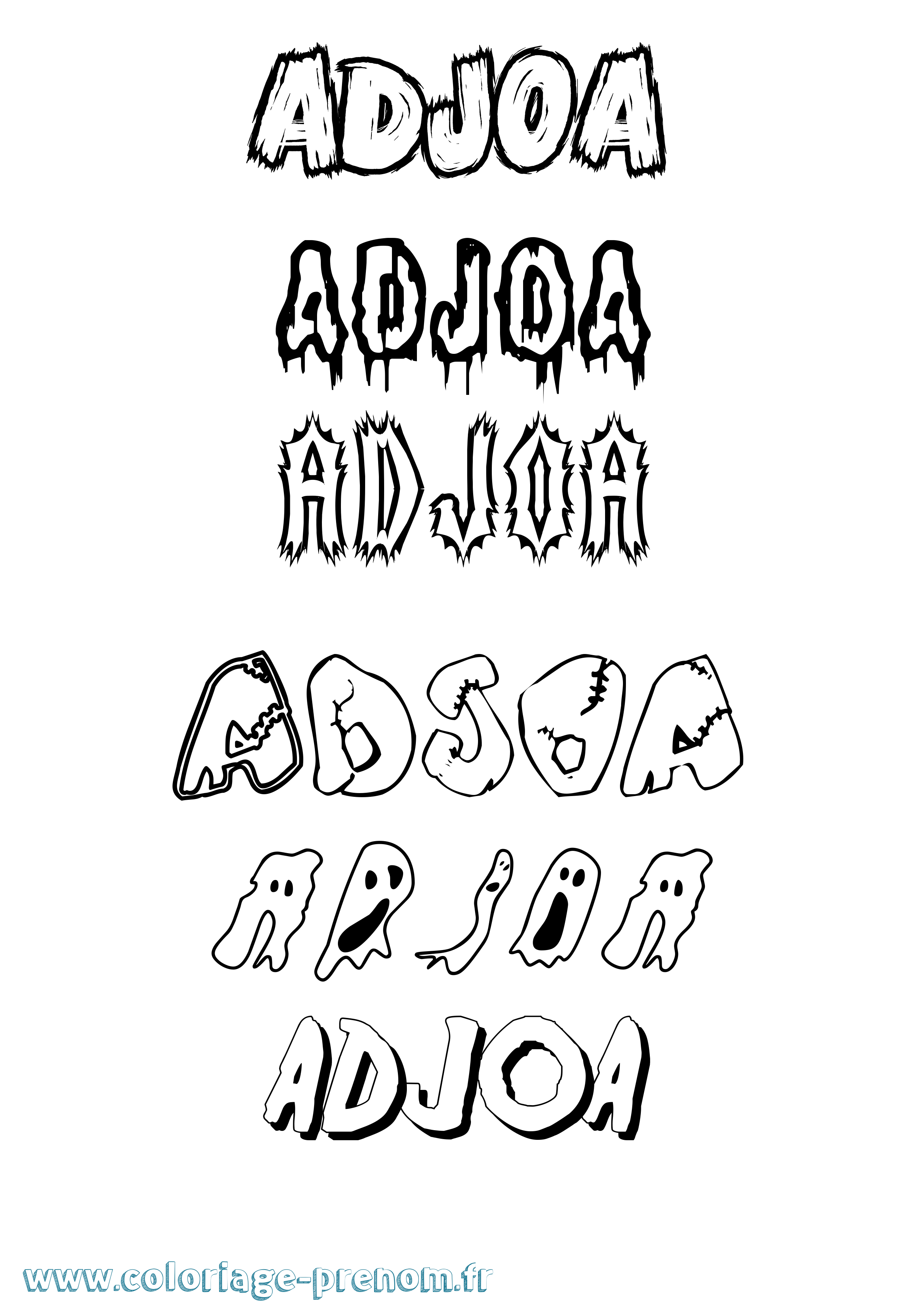 Coloriage prénom Adjoa Frisson