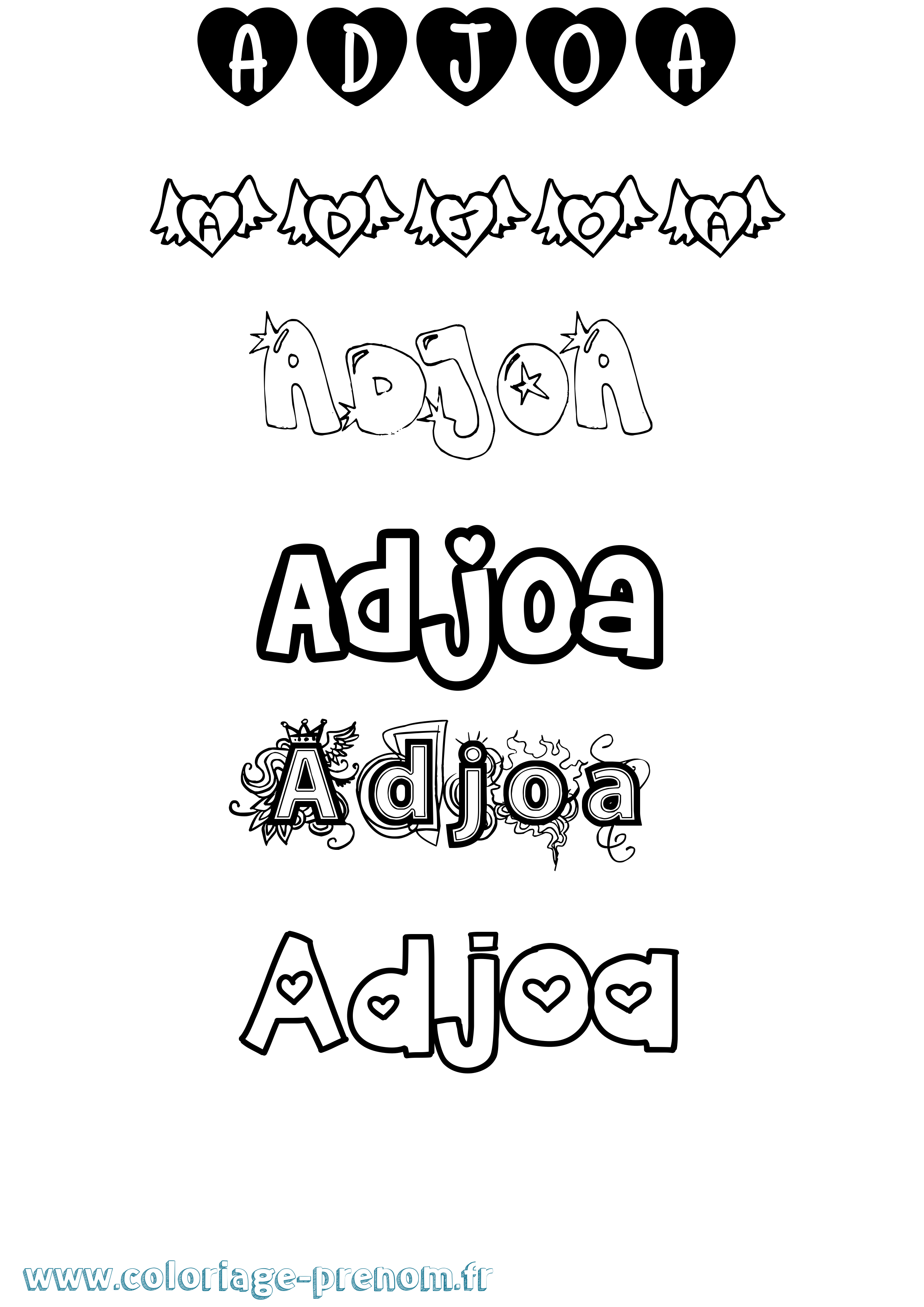 Coloriage prénom Adjoa Girly