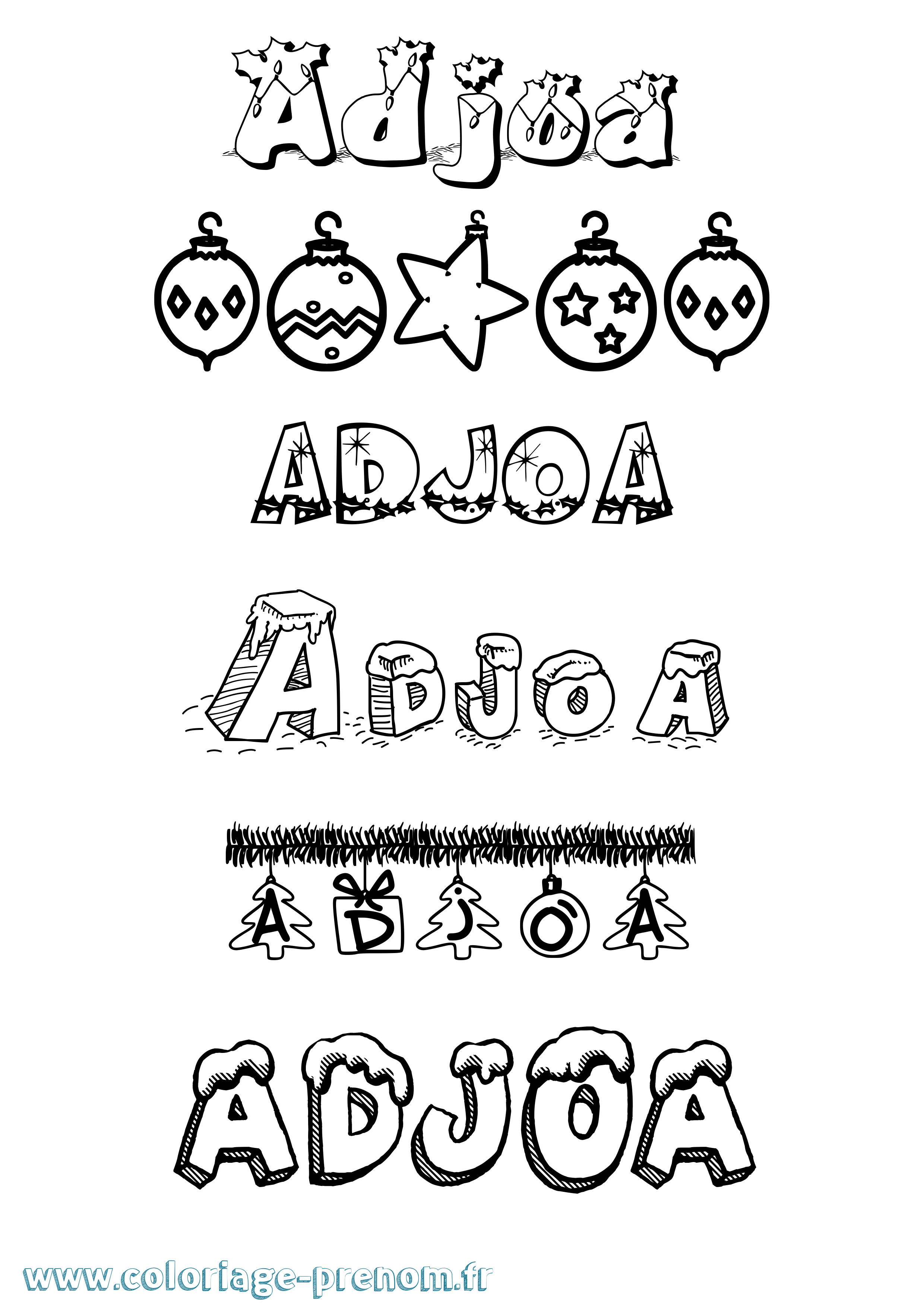 Coloriage prénom Adjoa Noël