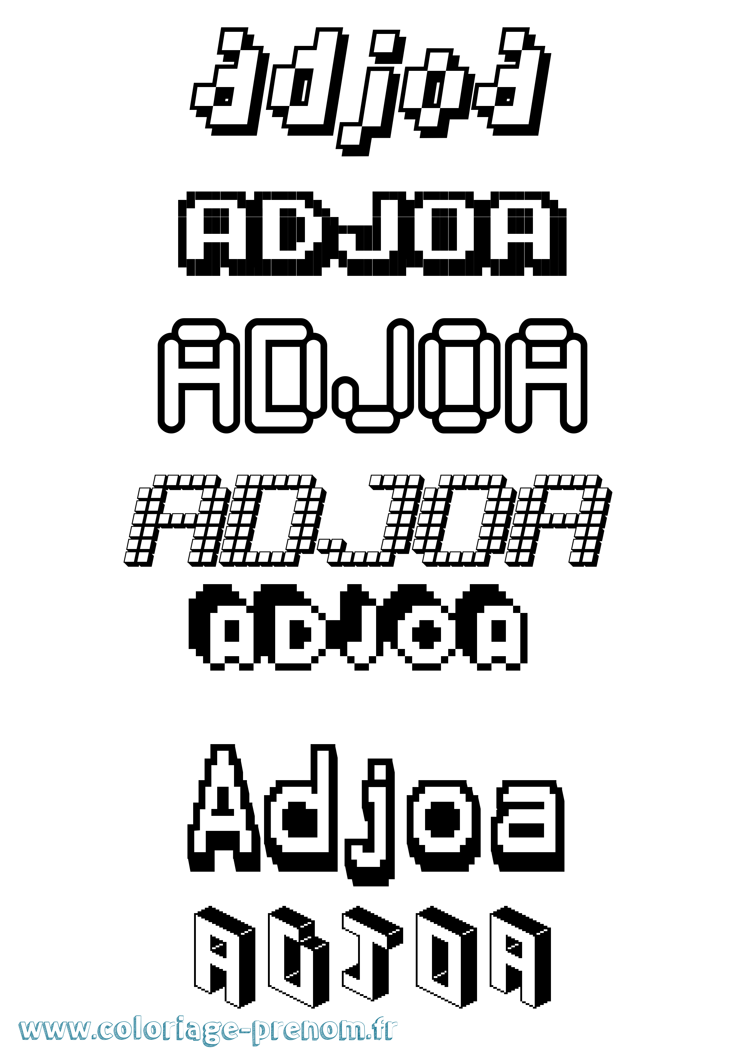 Coloriage prénom Adjoa Pixel