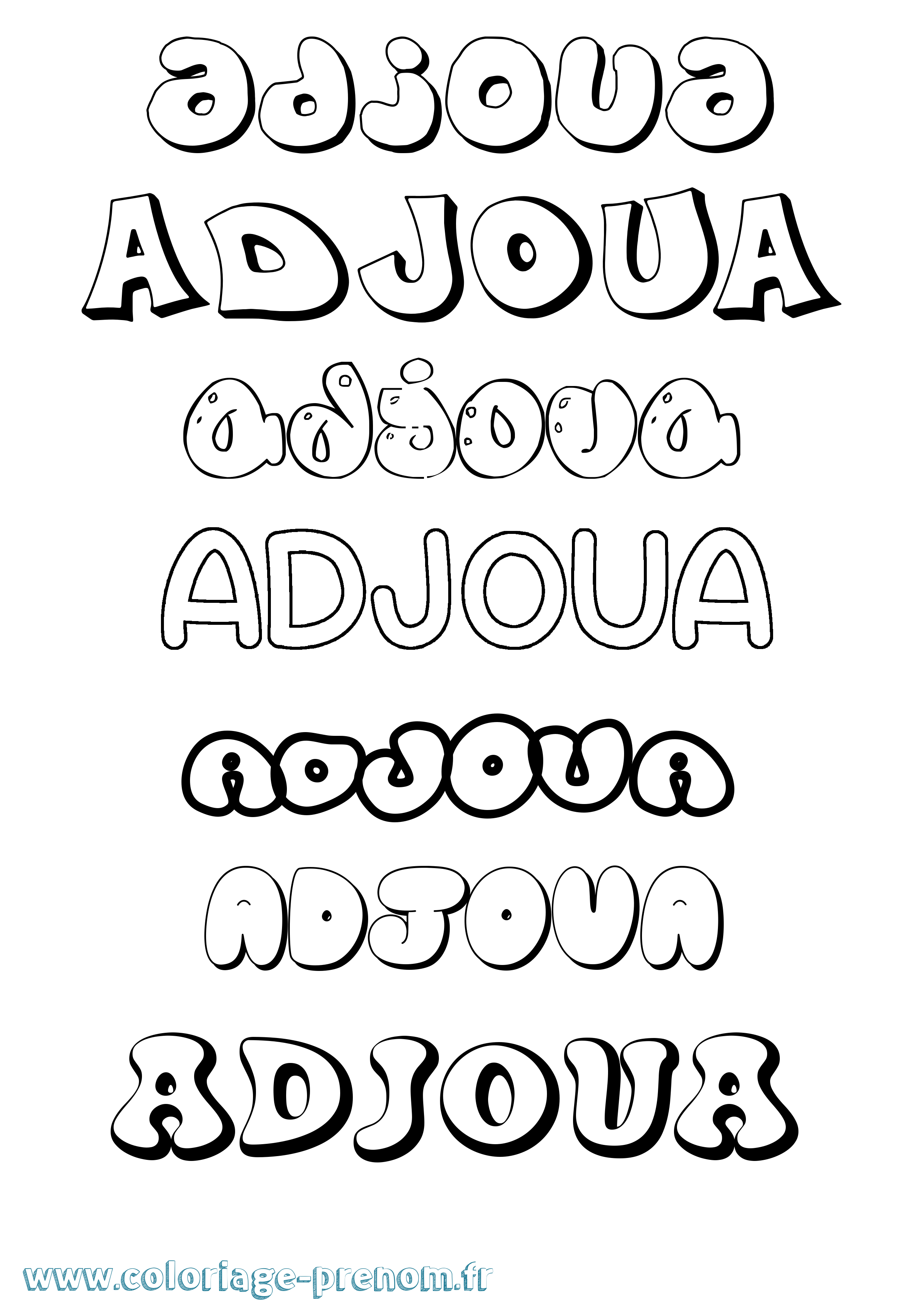 Coloriage Adjoua Bubble Coloriage prénom Adjoua Bubble
