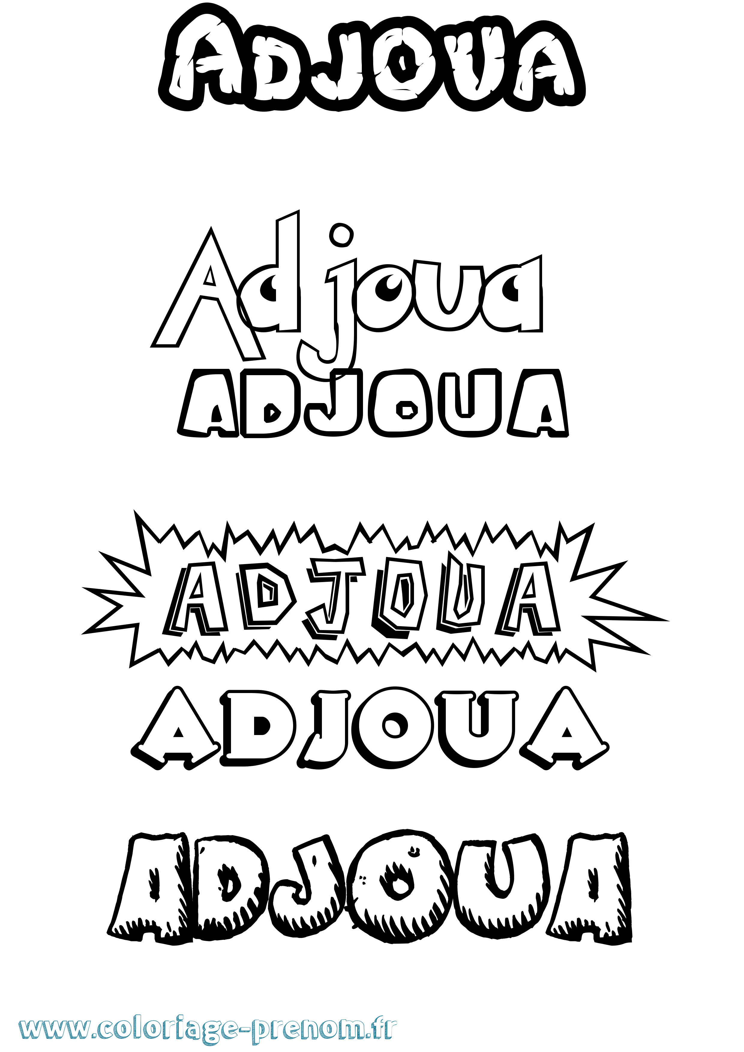 Coloriage prénom Adjoua Dessin Animé