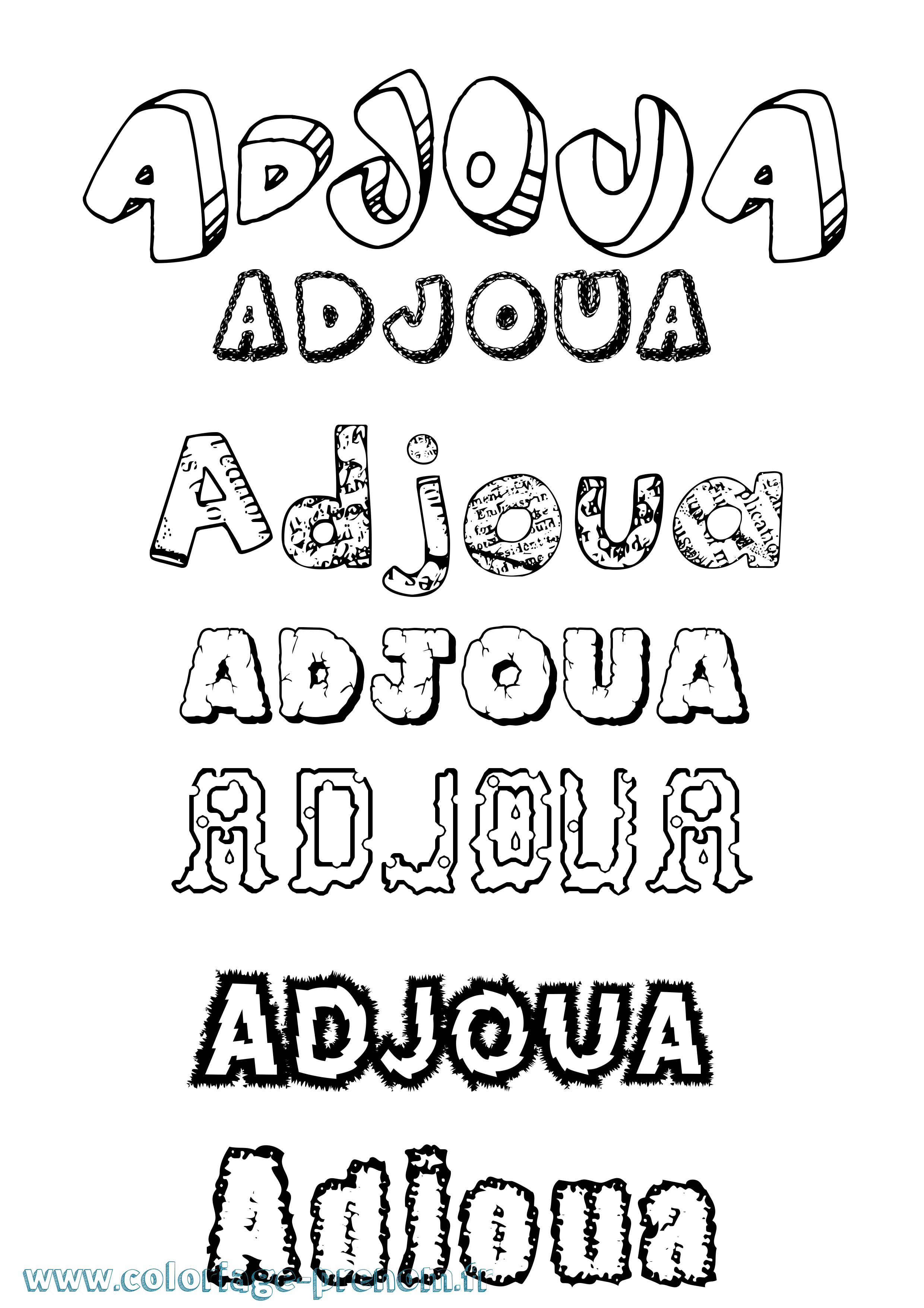 Coloriage Adjoua Destructuré Coloriage prénom Adjoua Destructuré