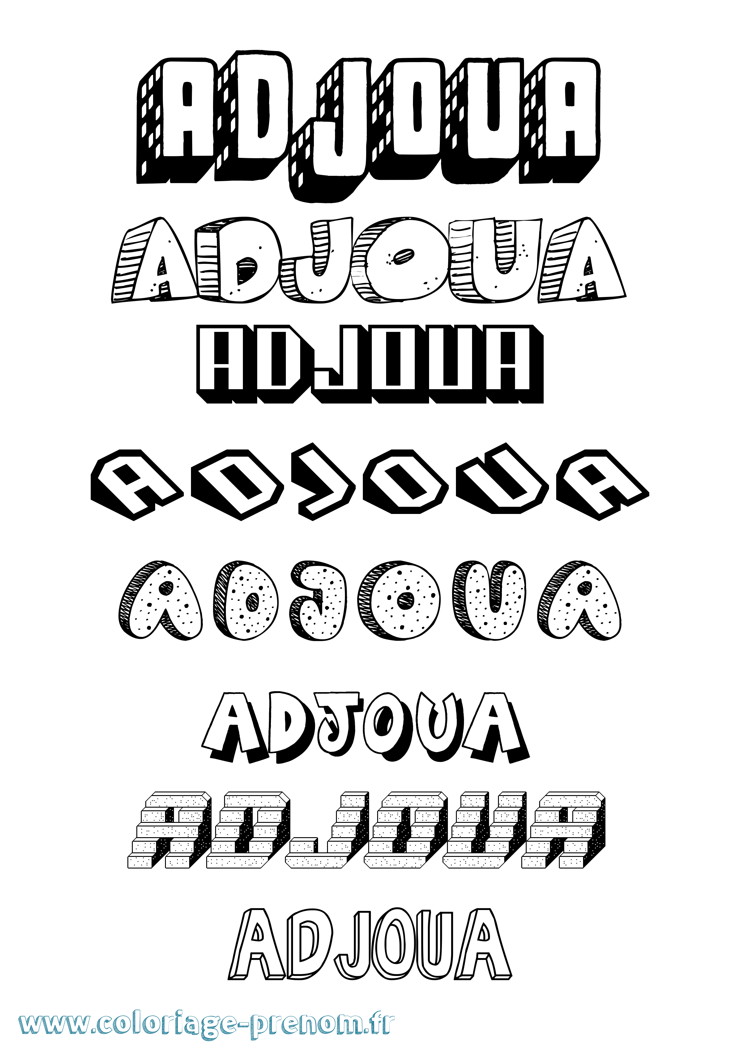 Coloriage Adjoua Effet 3D Coloriage prénom Adjoua Effet 3D