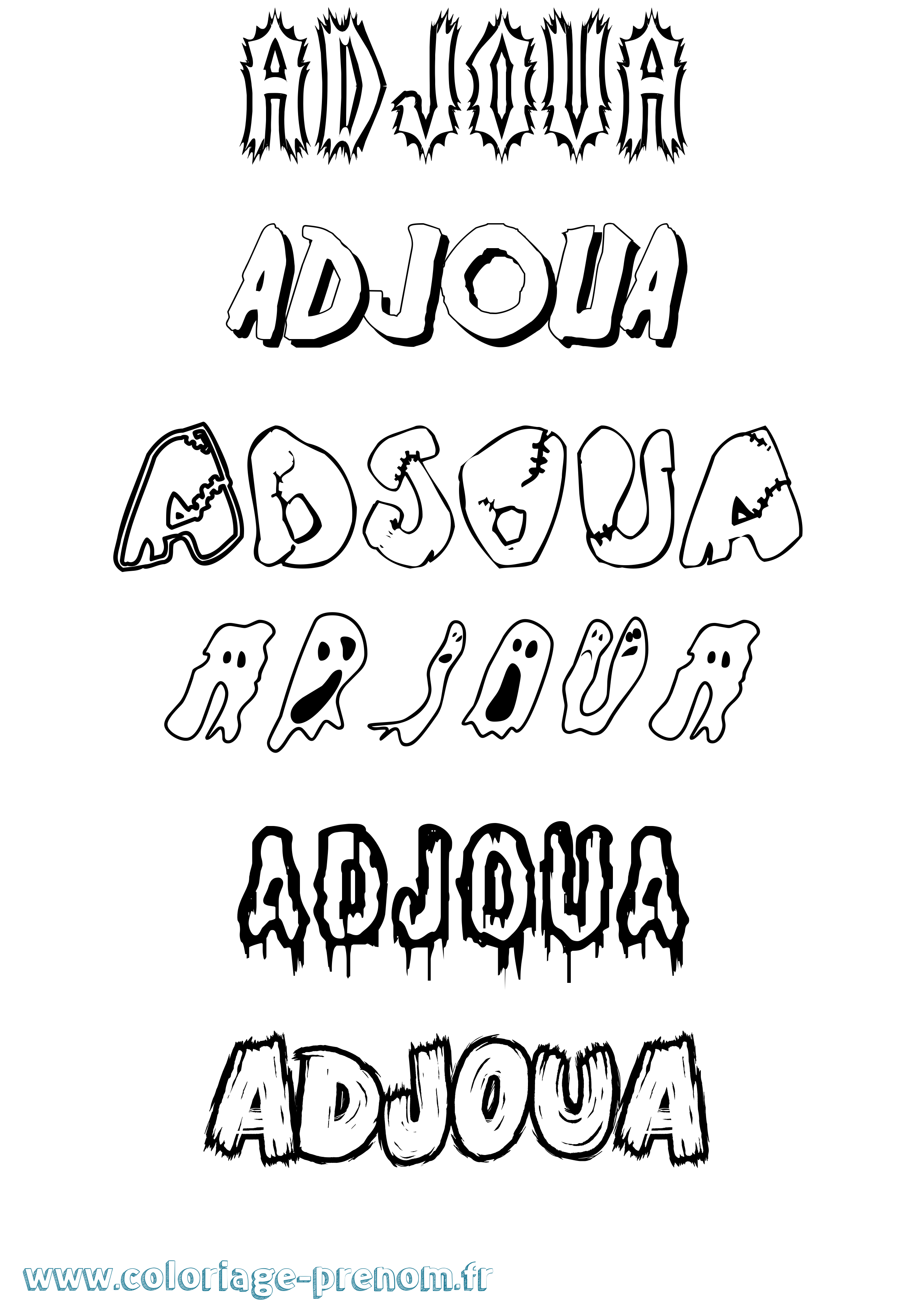 Coloriage prénom Adjoua Frisson