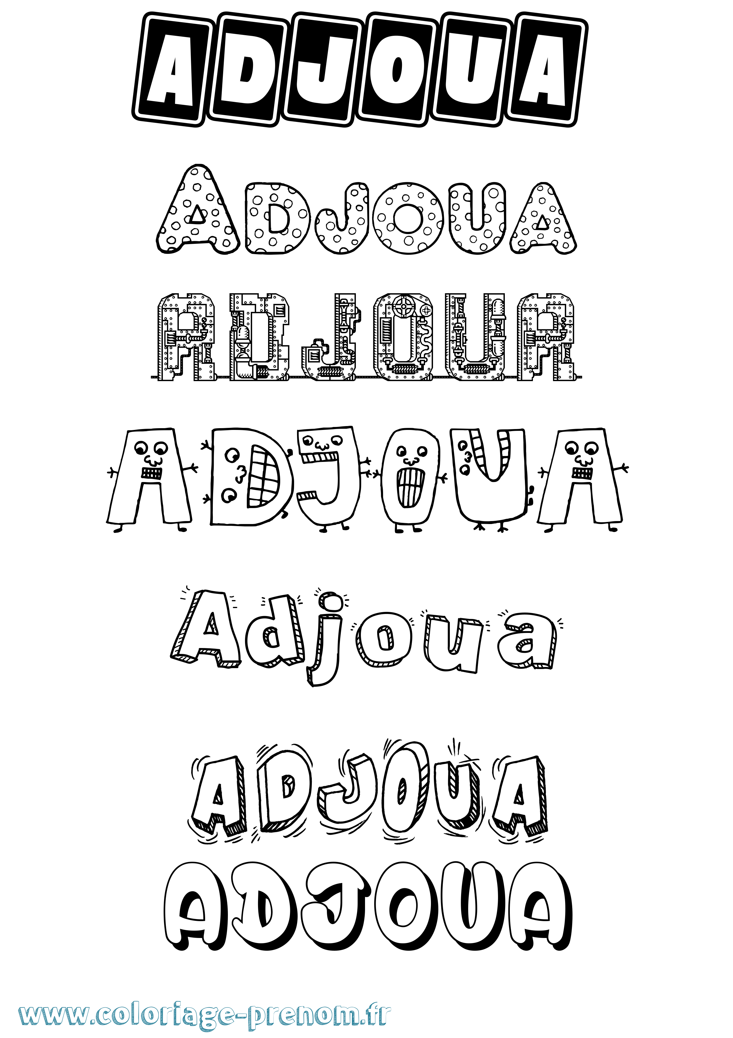 Coloriage prénom Adjoua Fun