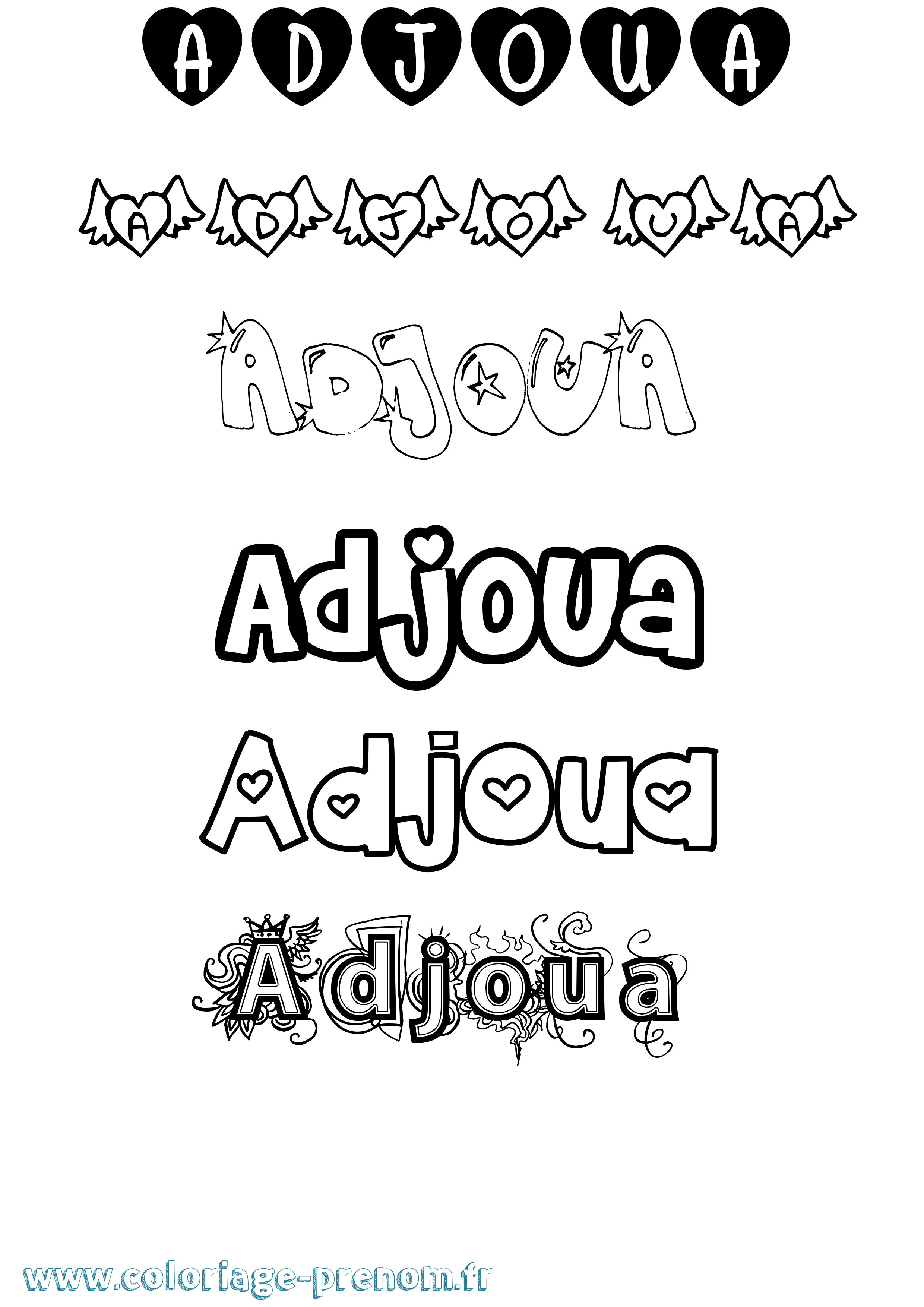 Coloriage prénom Adjoua Girly