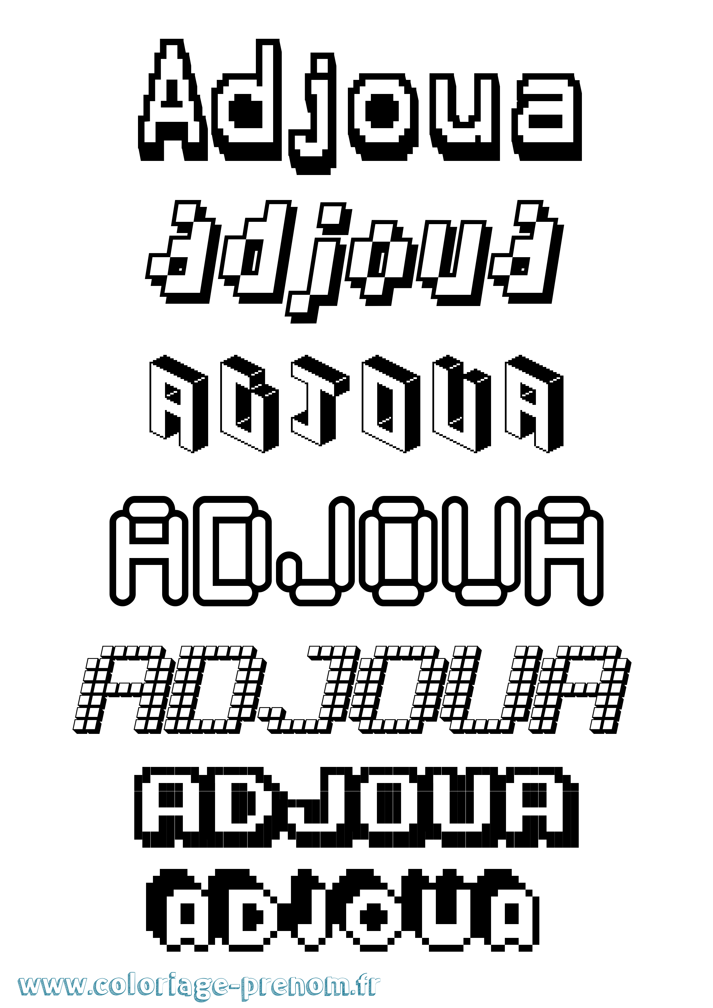 Coloriage prénom Adjoua Pixel
