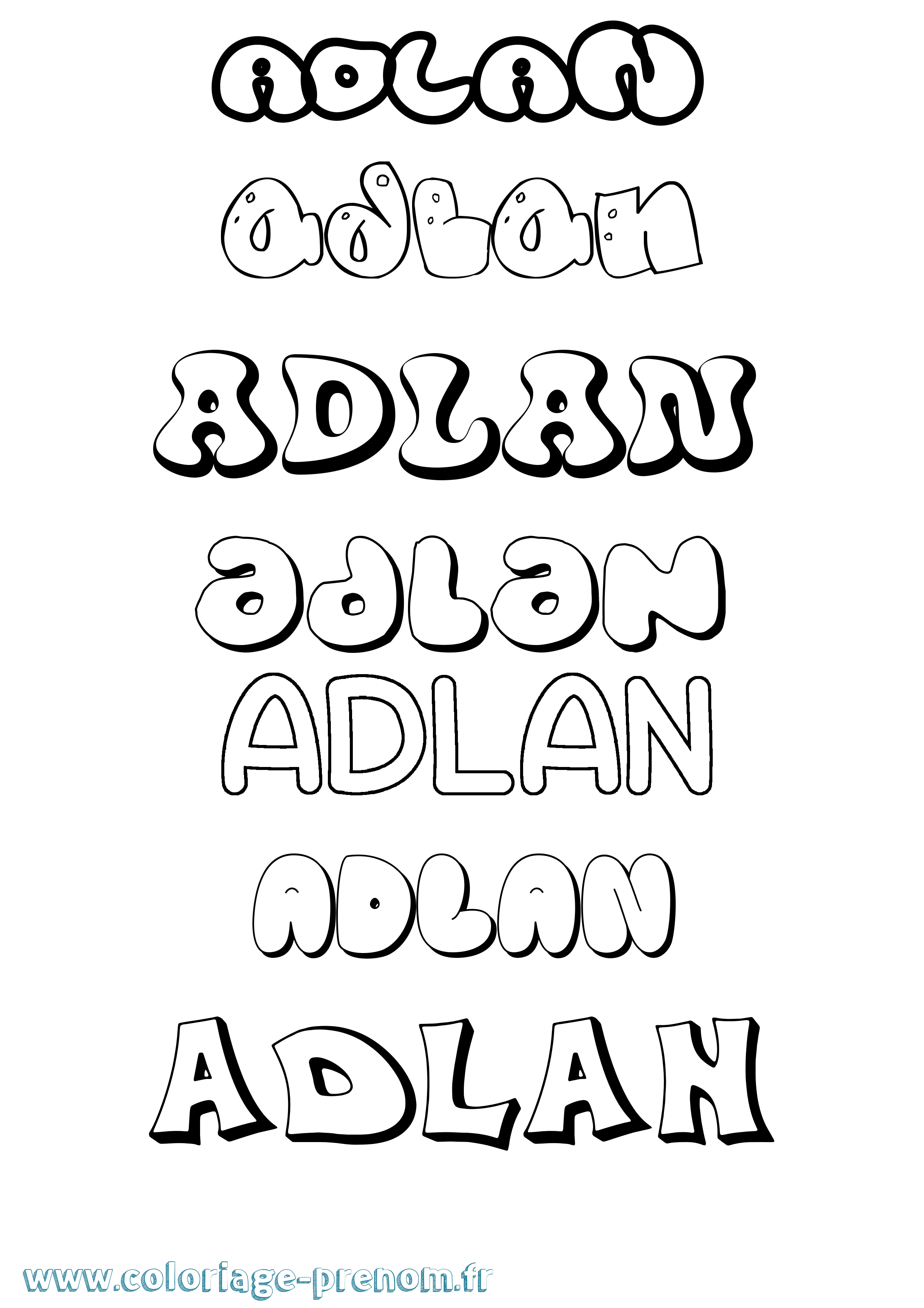 Coloriage Adlan Bubble Coloriage prénom Adlan Bubble