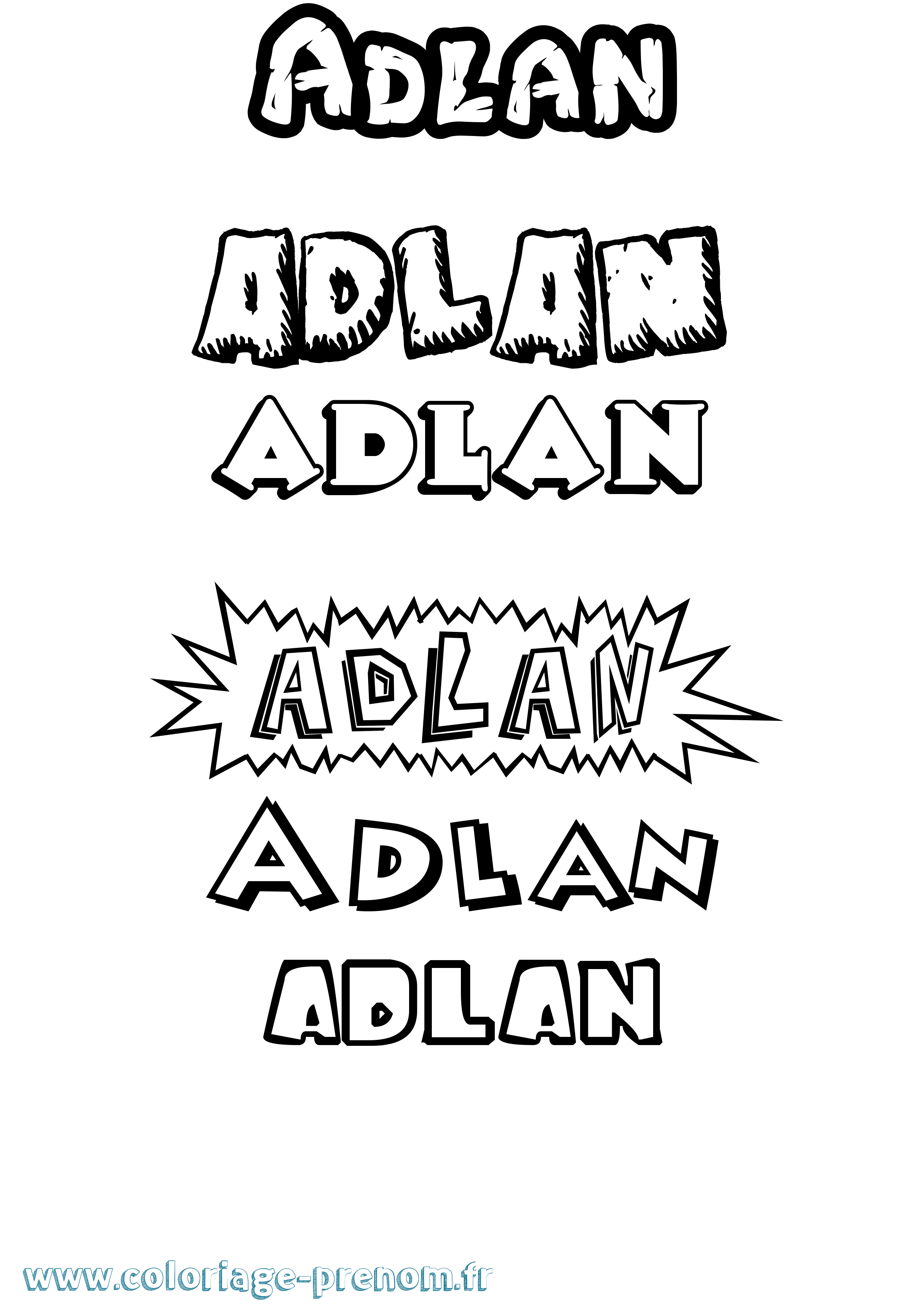 Coloriage Adlan Dessin Animé Coloriage prénom Adlan Dessin Animé