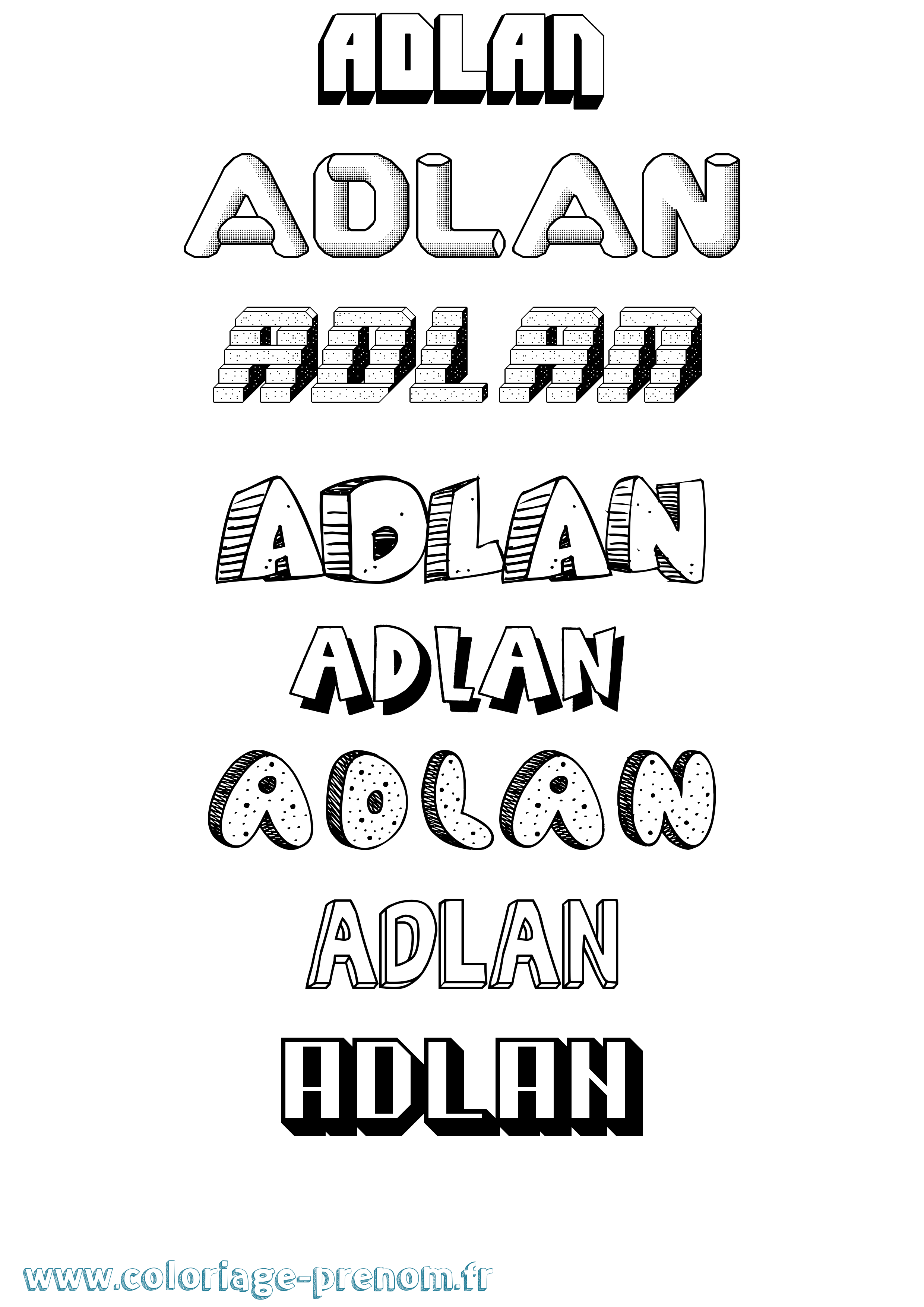Coloriage Adlan Effet 3D Coloriage prénom Adlan Effet 3D