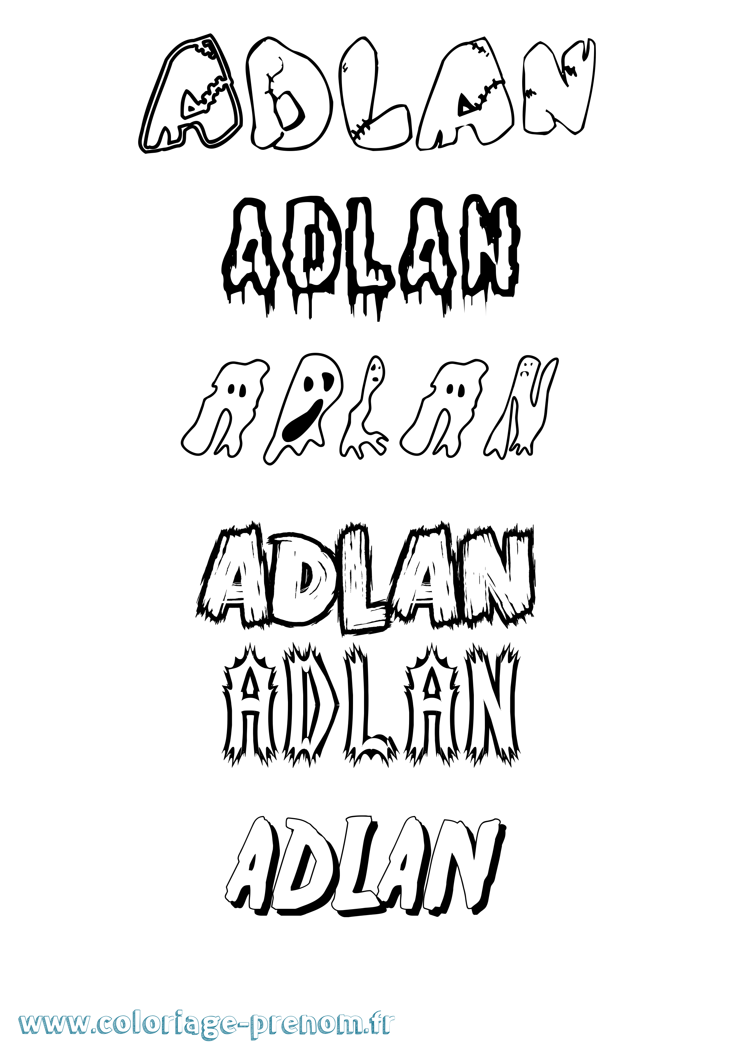 Coloriage Adlan Frisson Coloriage prénom Adlan Frisson