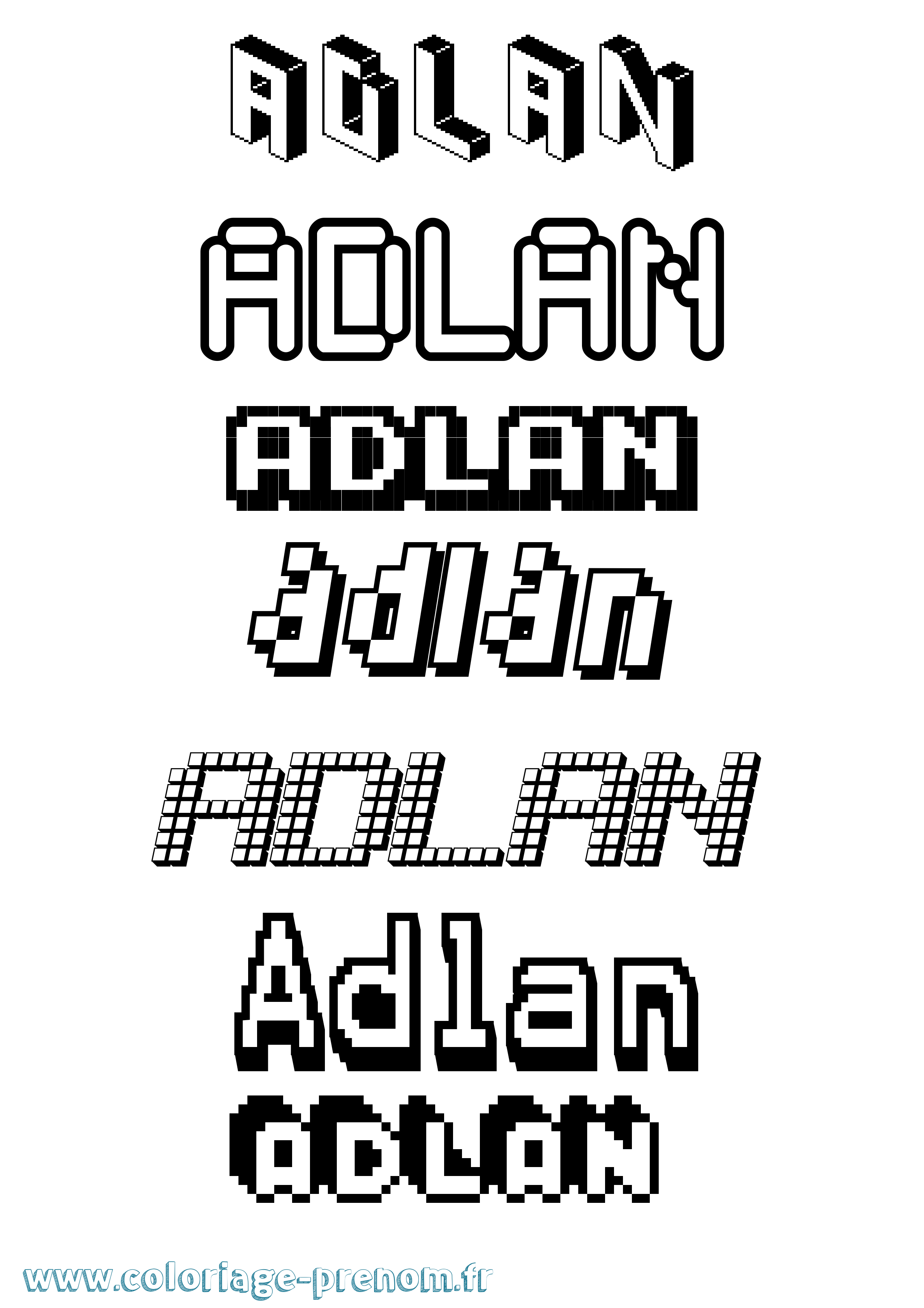Coloriage Adlan Pixel Coloriage prénom Adlan Pixel