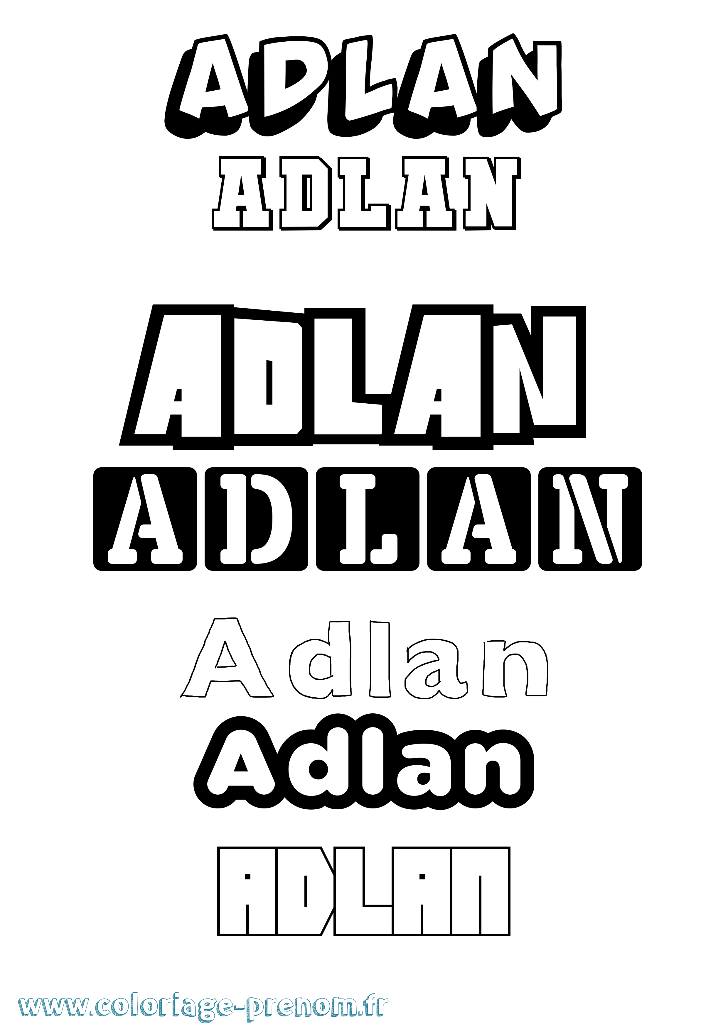 Coloriage Adlan Simple Coloriage prénom Adlan Simple