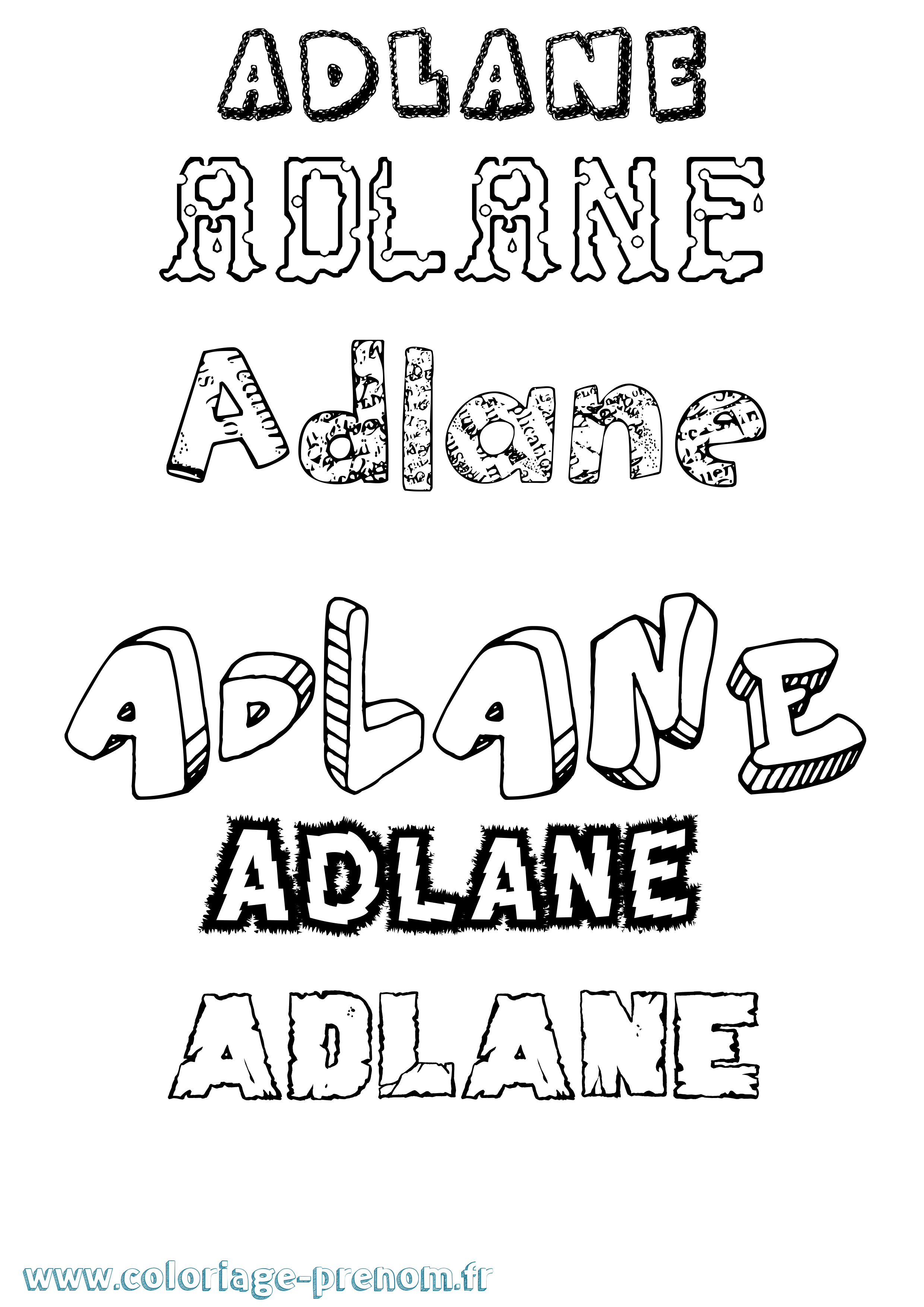 Coloriage prénom Adlane Destructuré