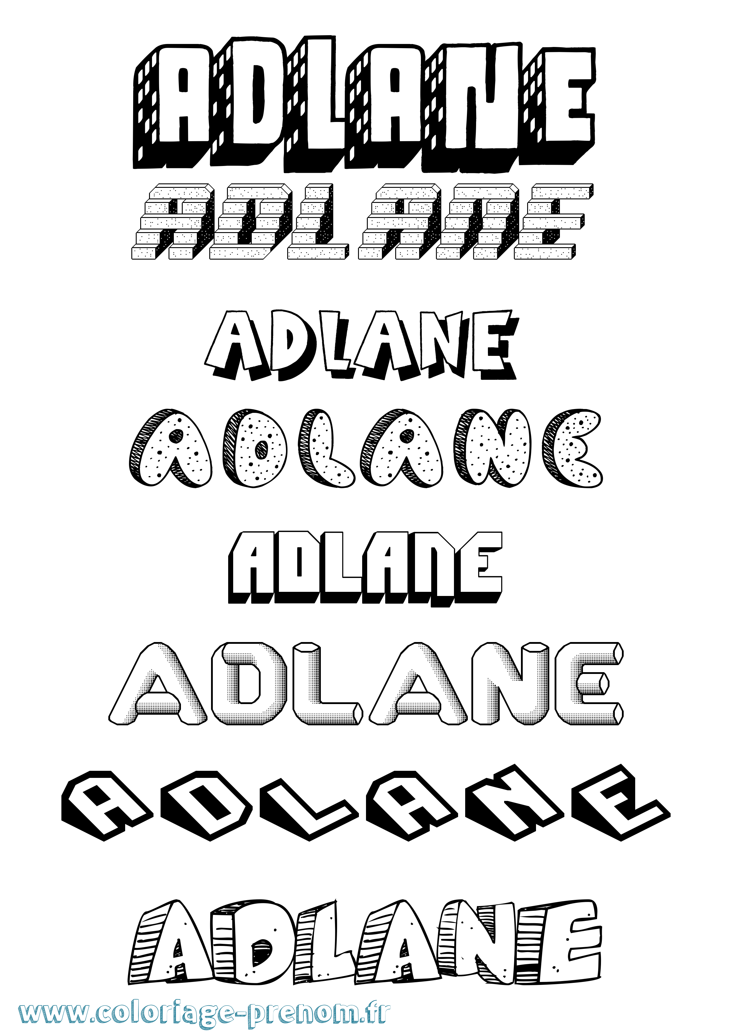 Coloriage prénom Adlane Effet 3D
