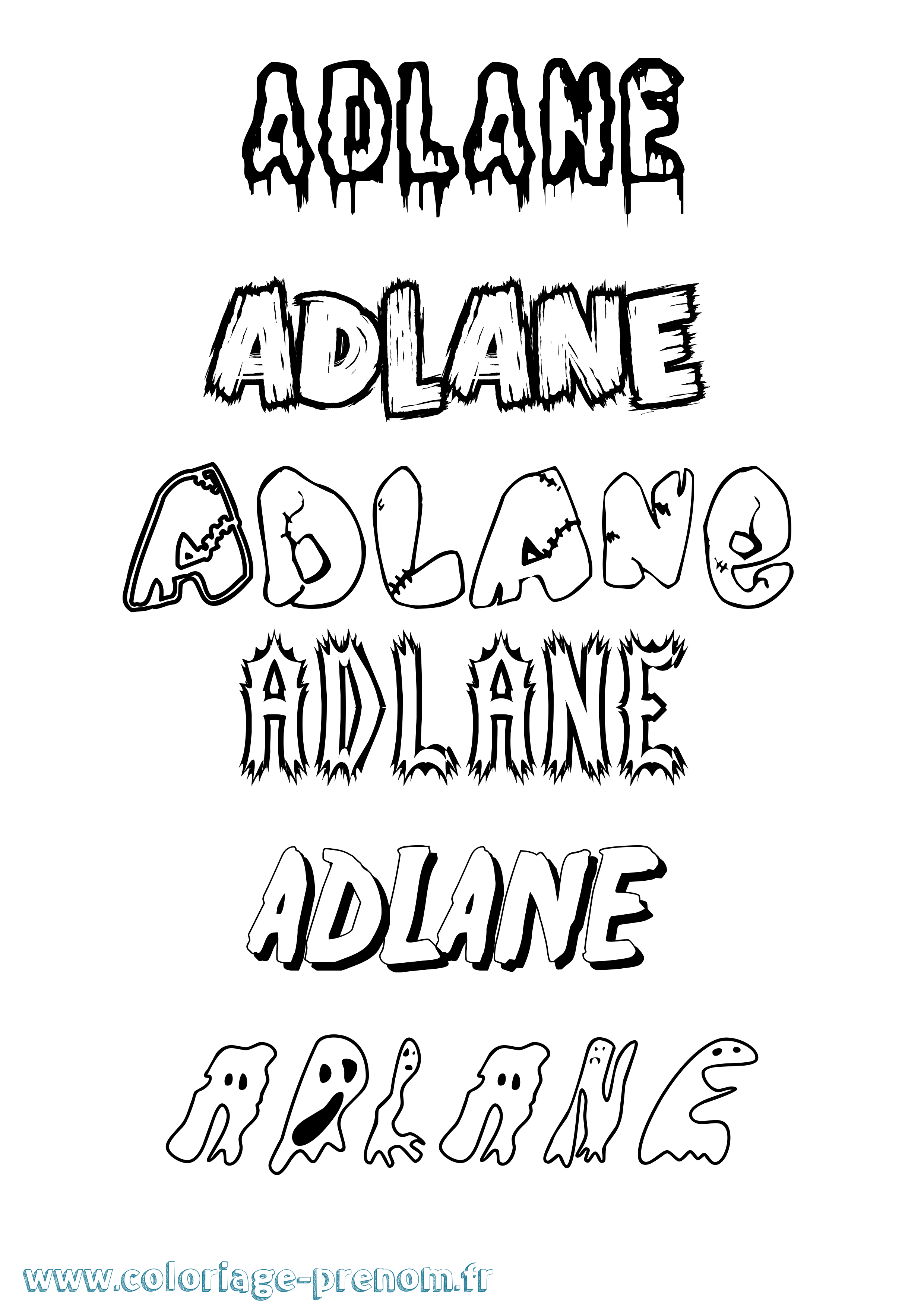 Coloriage Adlane Frisson Coloriage prénom Adlane Frisson