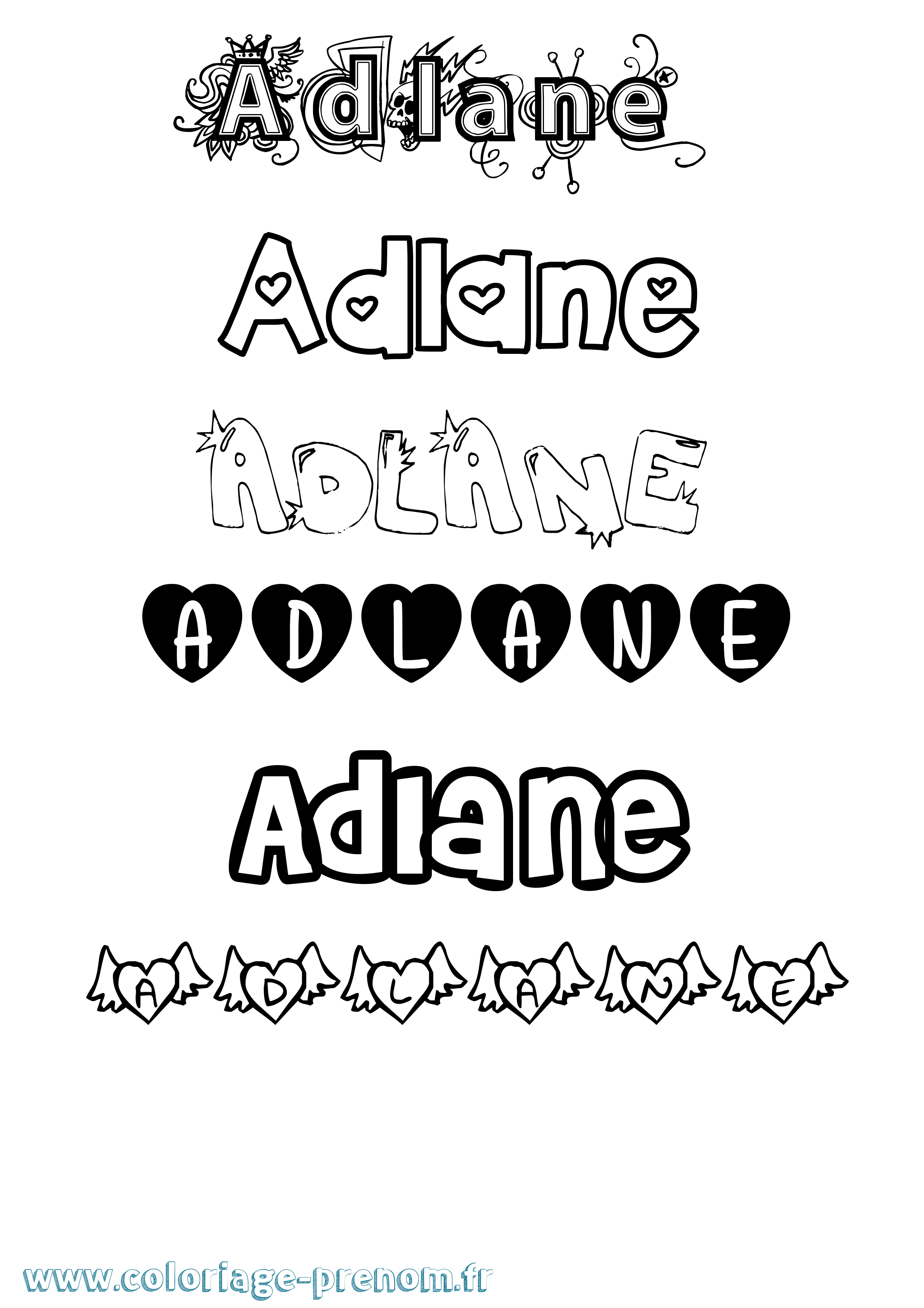 Coloriage Adlane Girly Coloriage prénom Adlane Girly