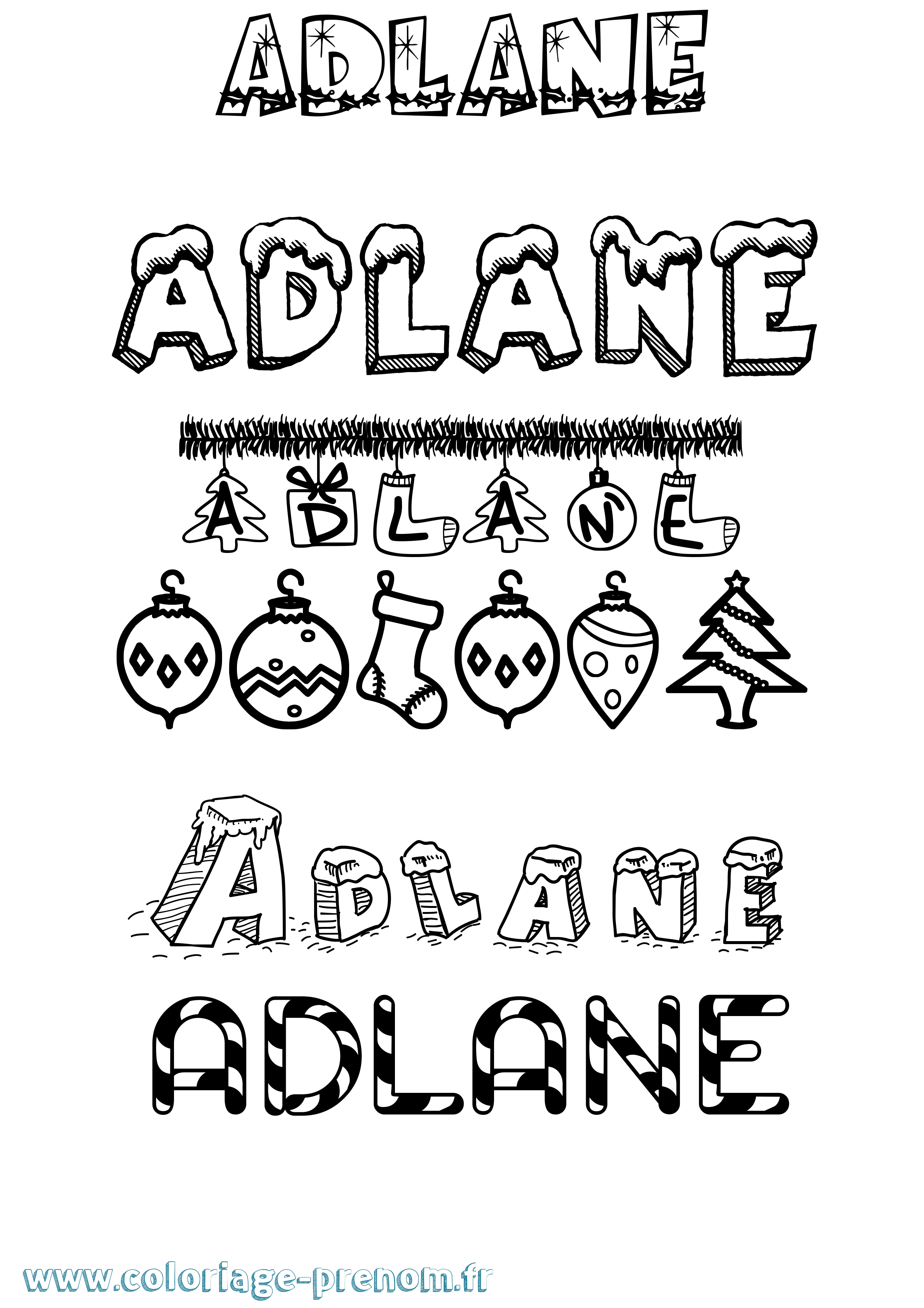 Coloriage prénom Adlane Noël