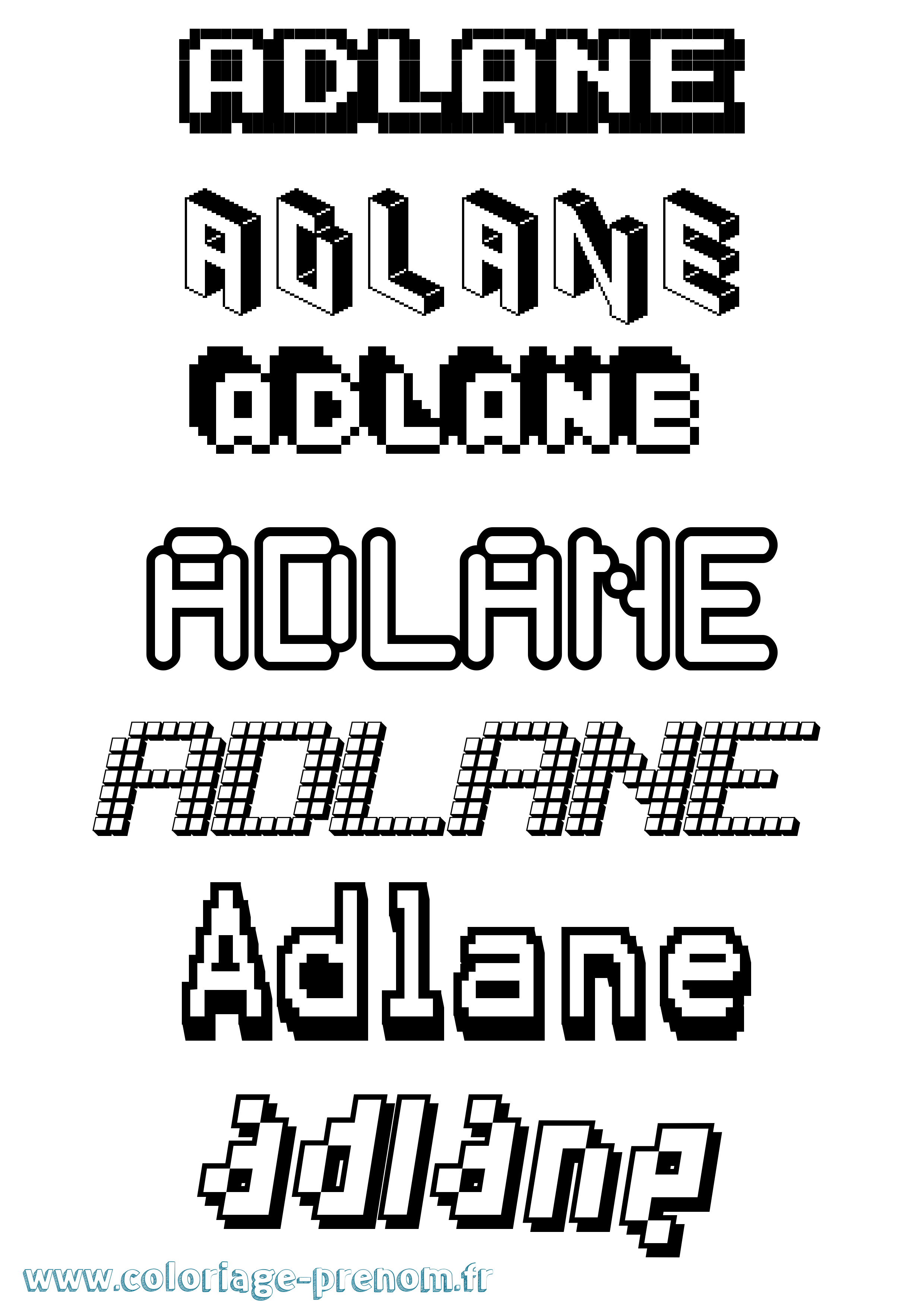 Coloriage prénom Adlane Pixel