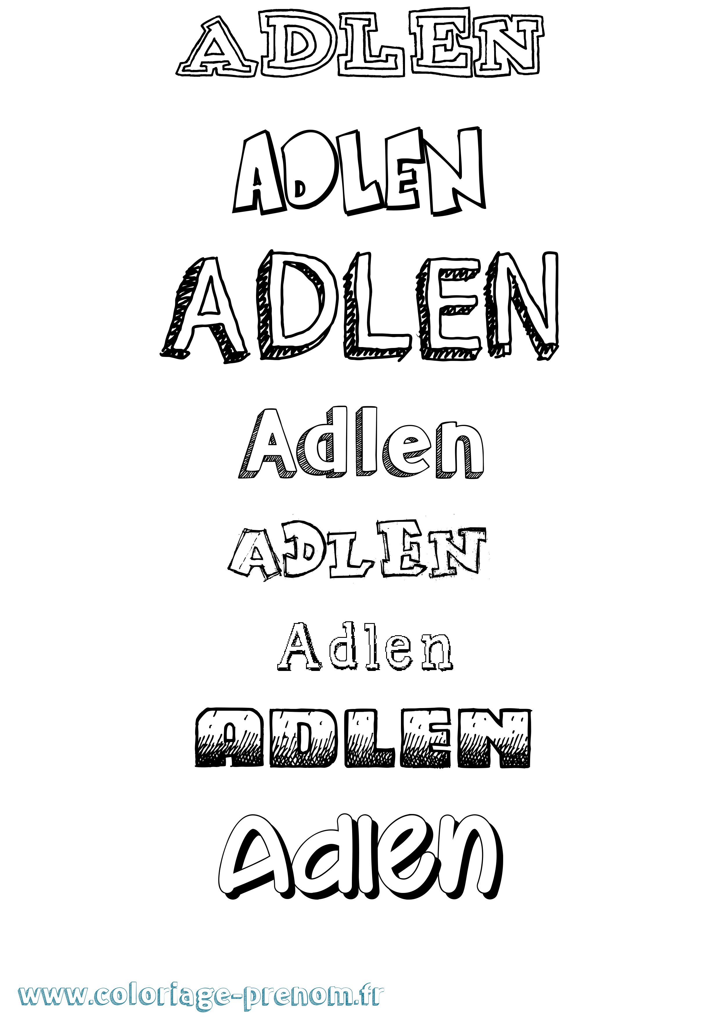 Coloriage prénom Adlen Dessiné