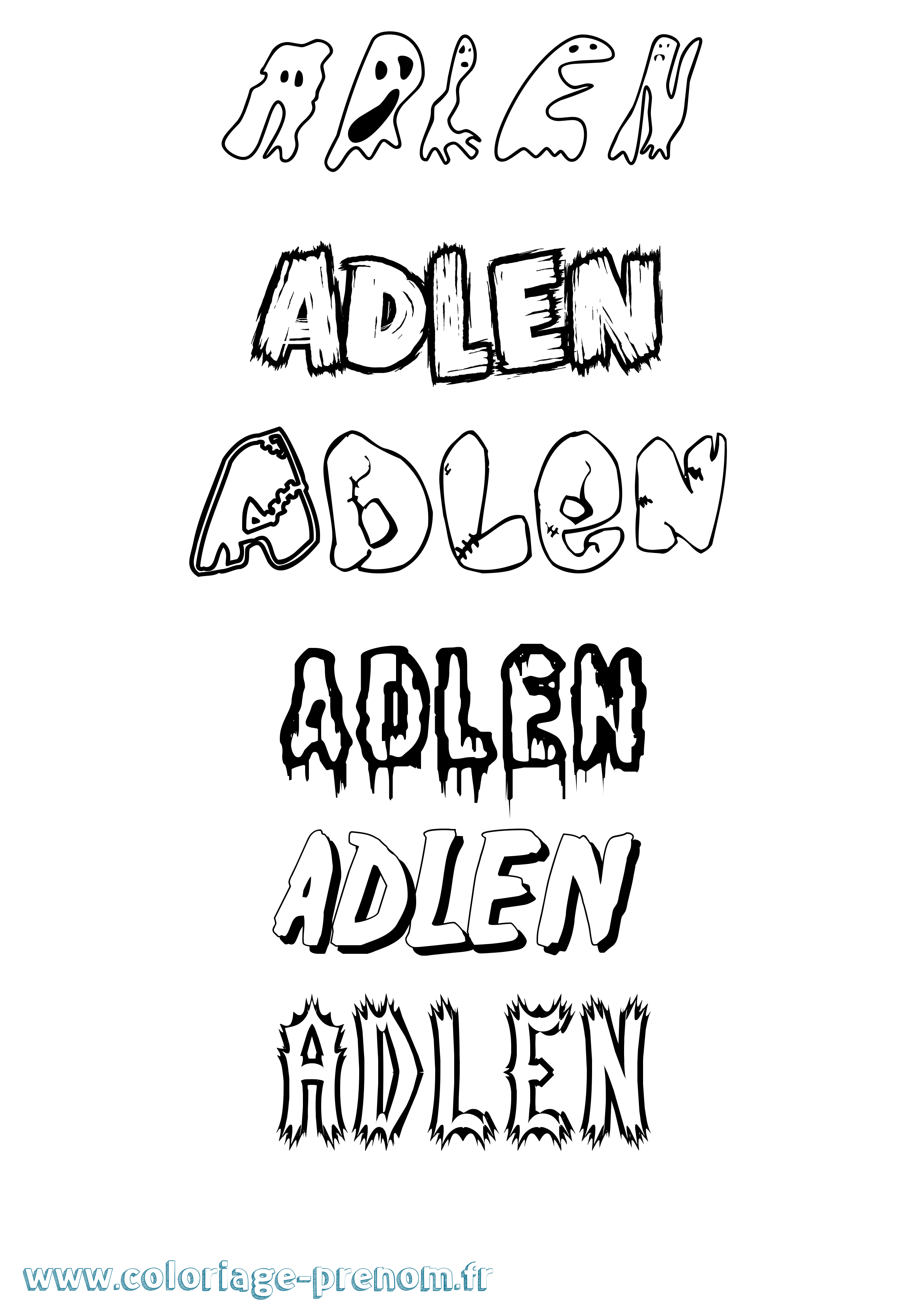 Coloriage prénom Adlen Frisson