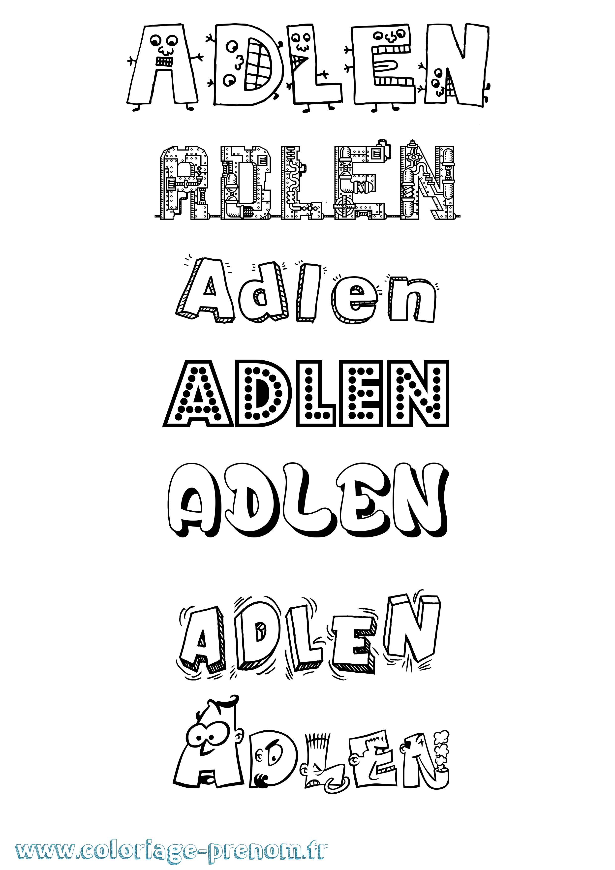 Coloriage prénom Adlen Fun