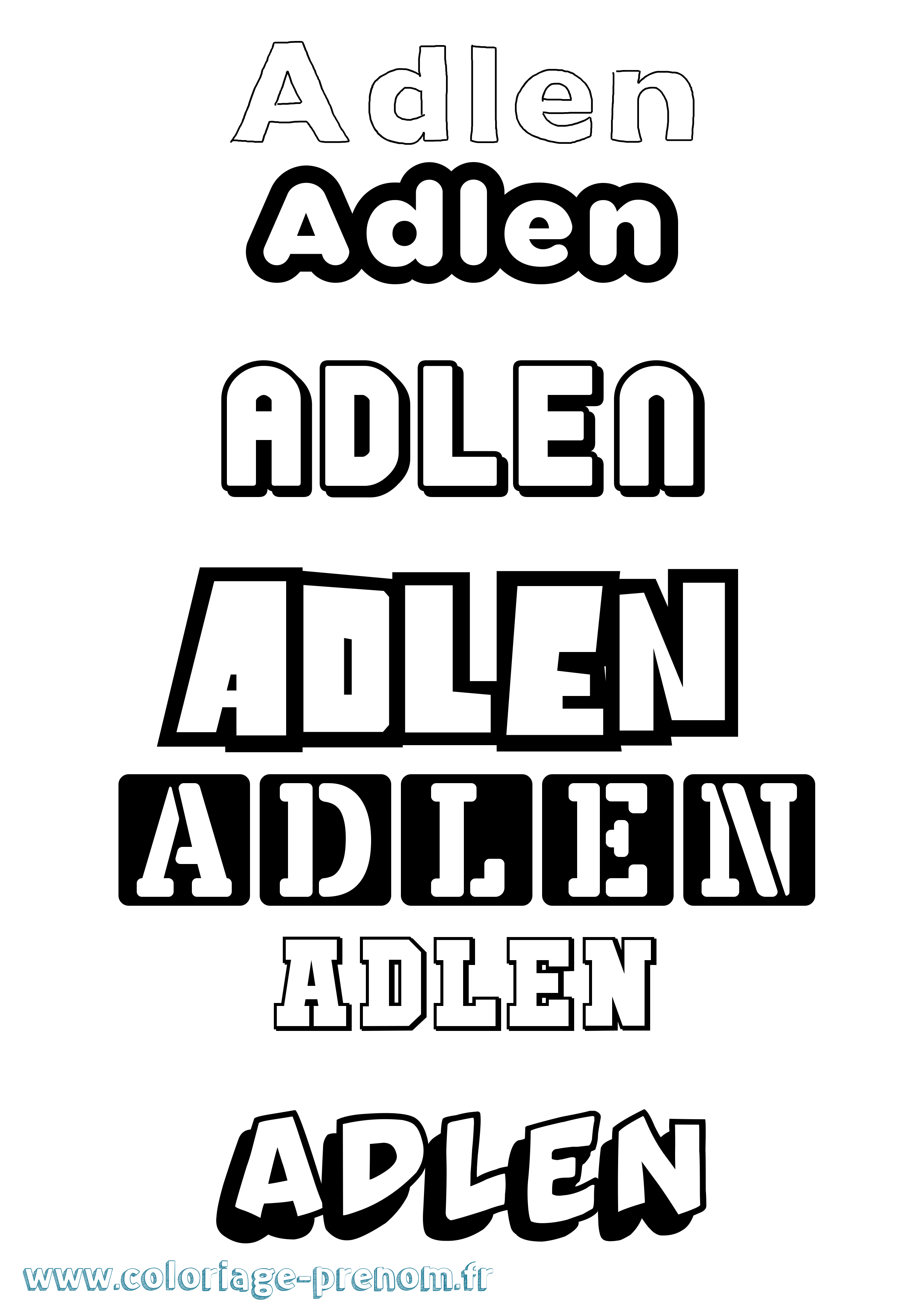 Coloriage prénom Adlen Simple