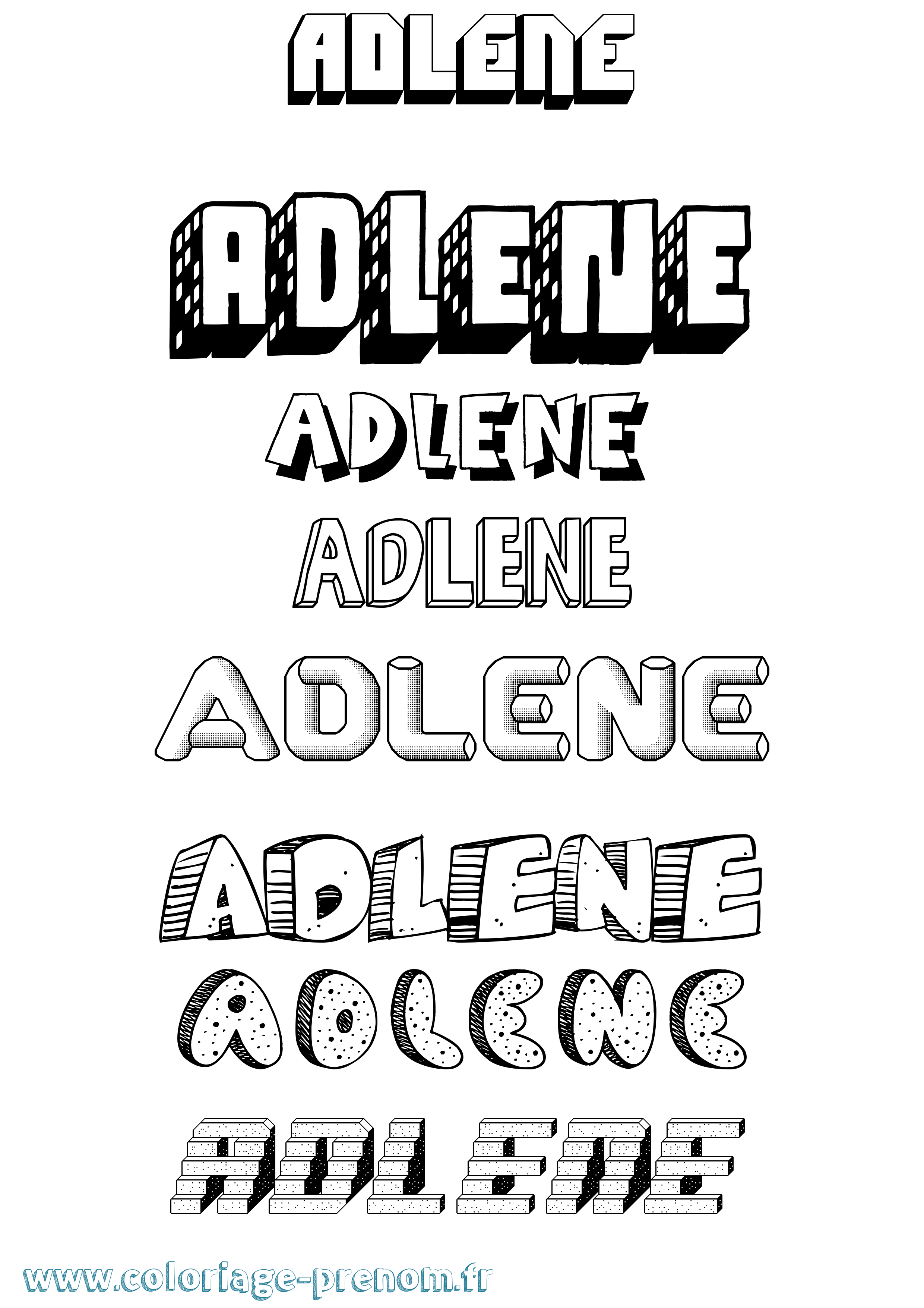 Coloriage prénom Adlene Effet 3D
