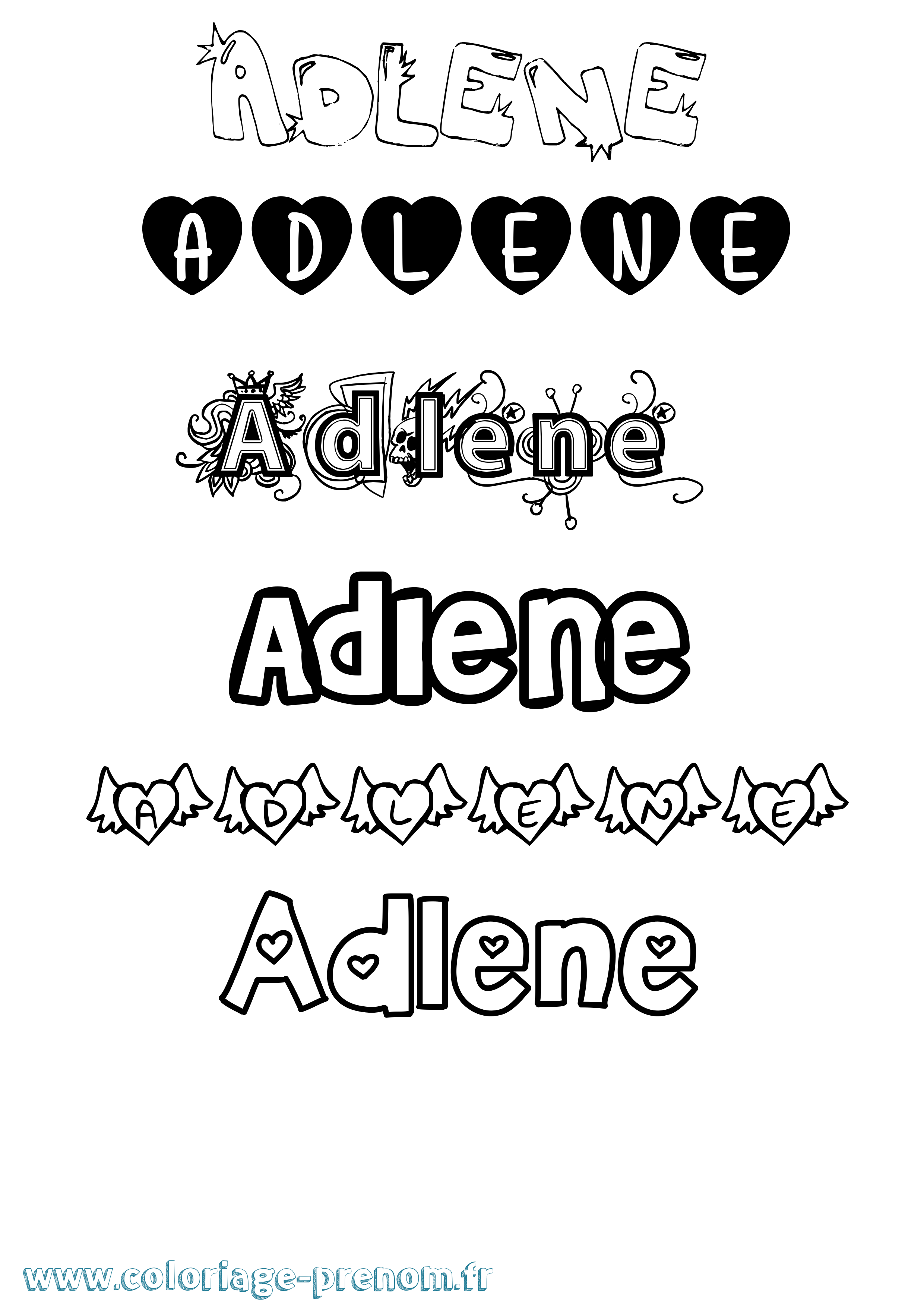 Coloriage Adlene Girly Coloriage prénom Adlene Girly