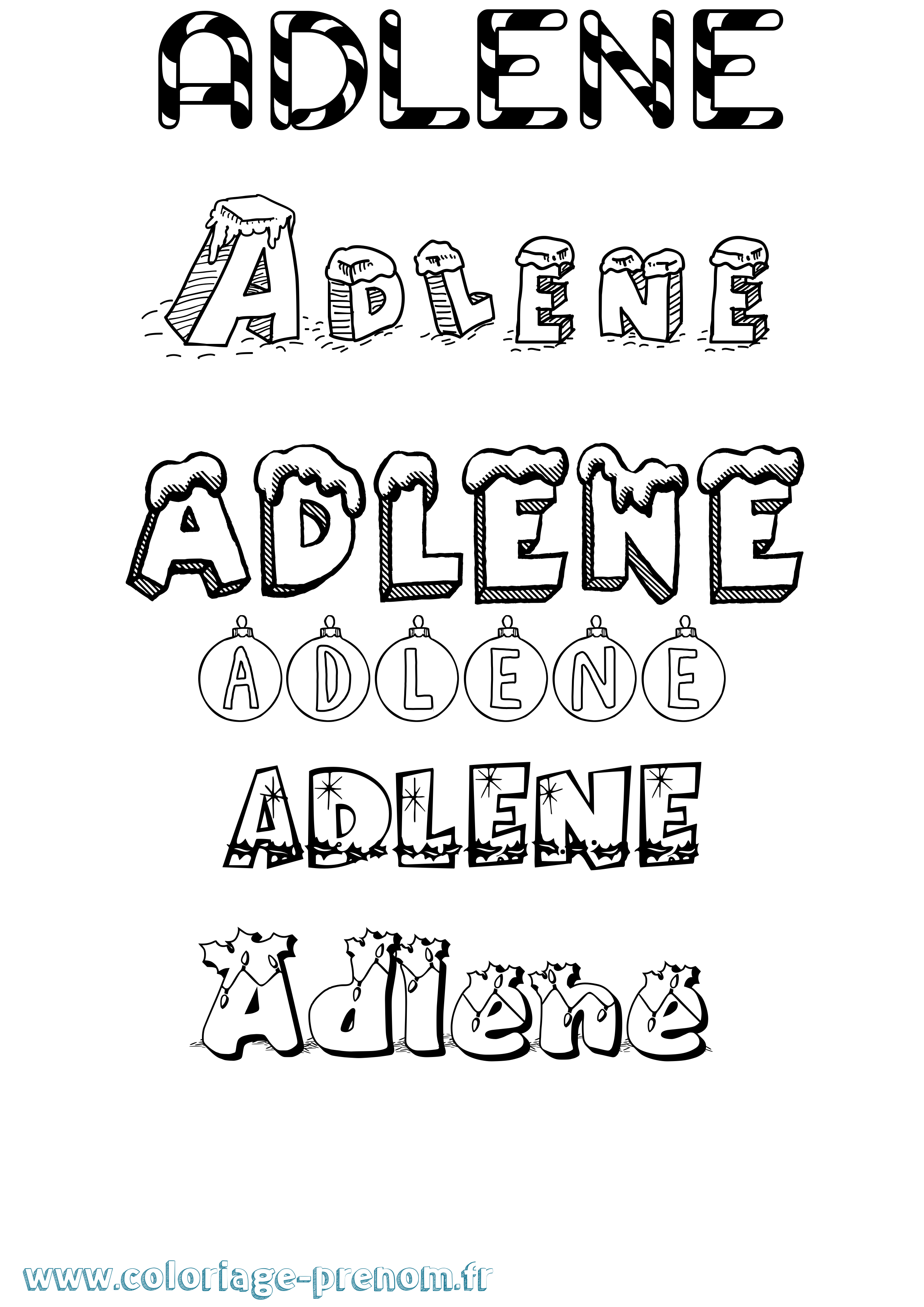 Coloriage Adlene Noël Coloriage prénom Adlene Noël