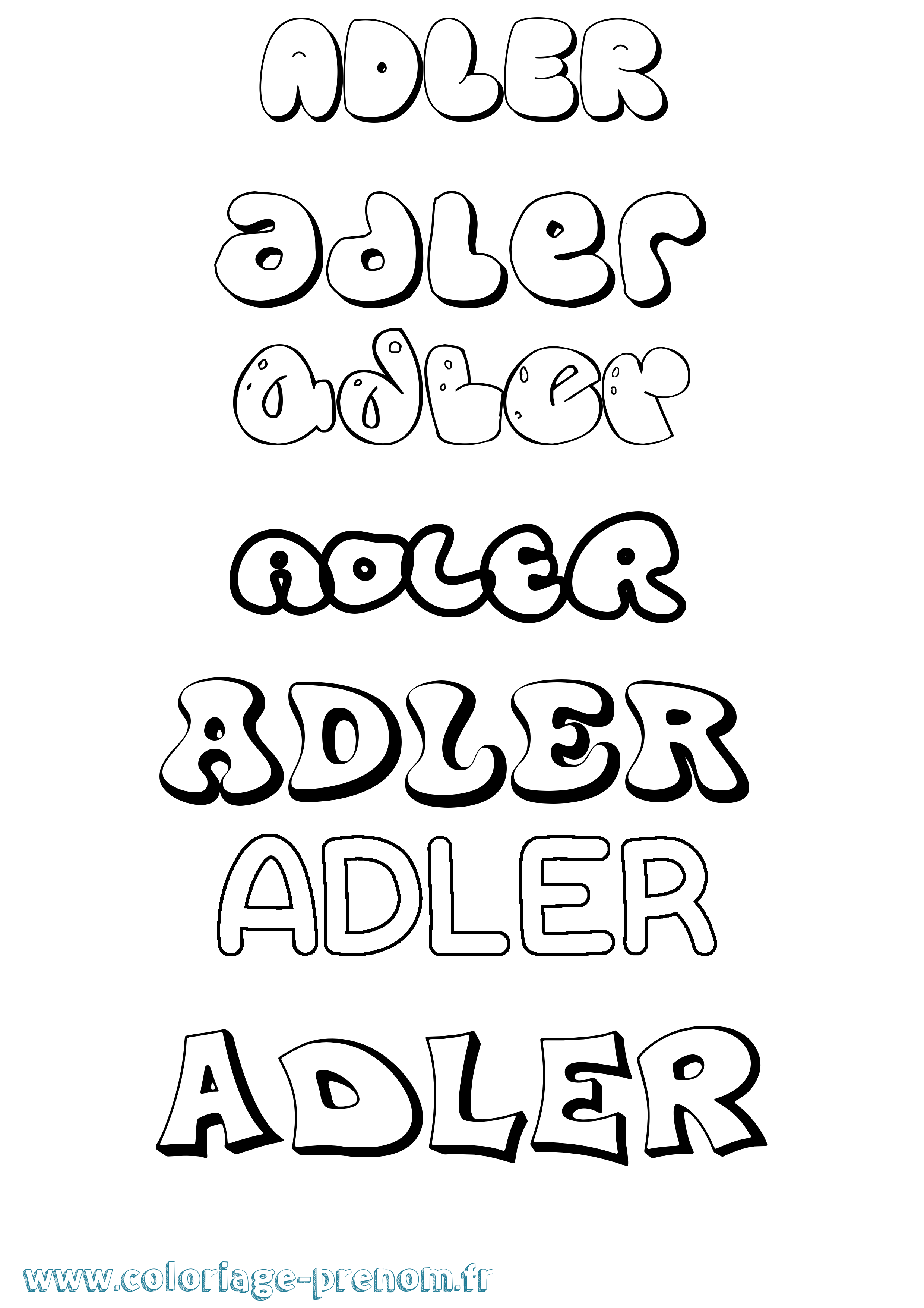 Coloriage prénom Adler Bubble