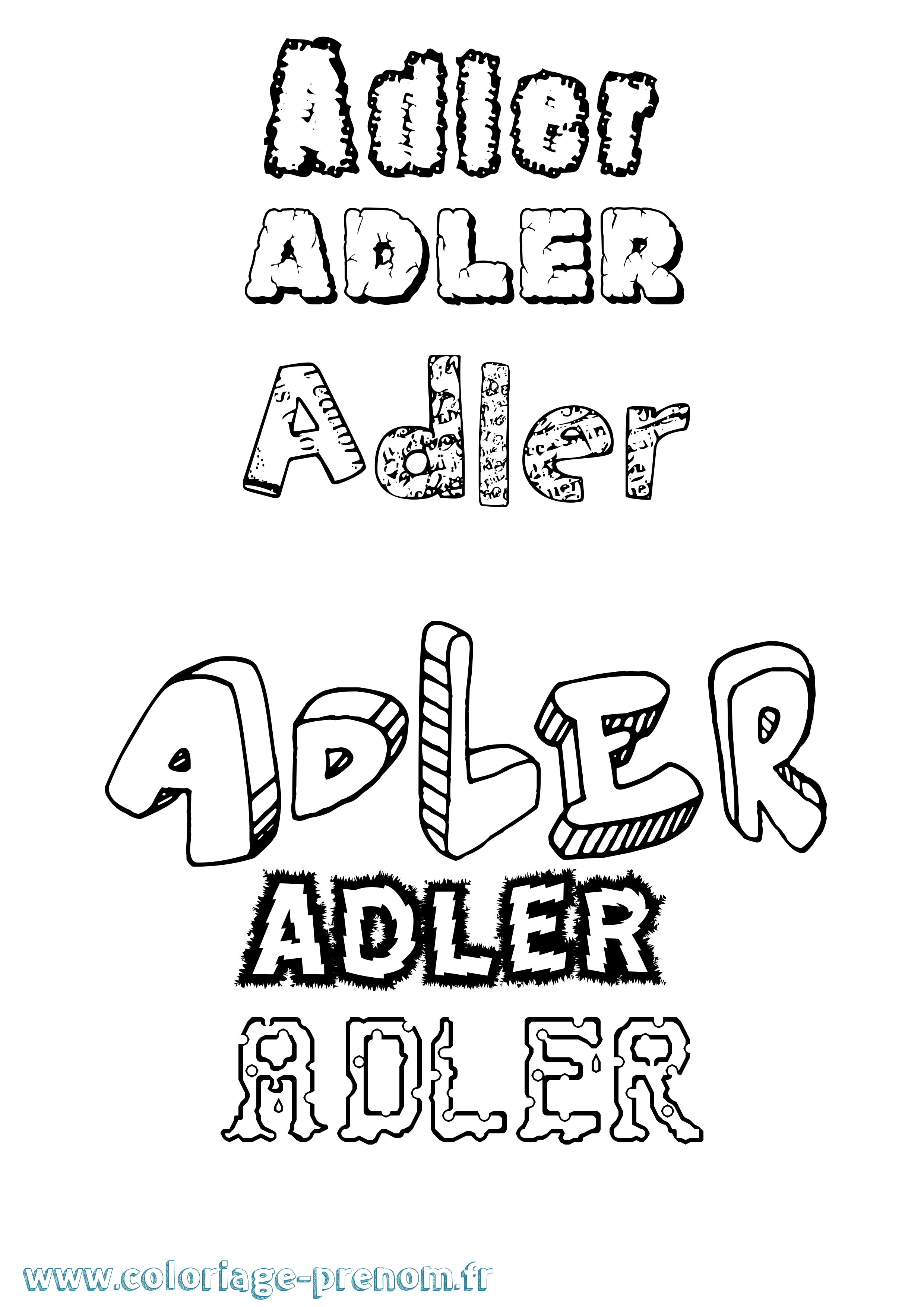 Coloriage prénom Adler Destructuré