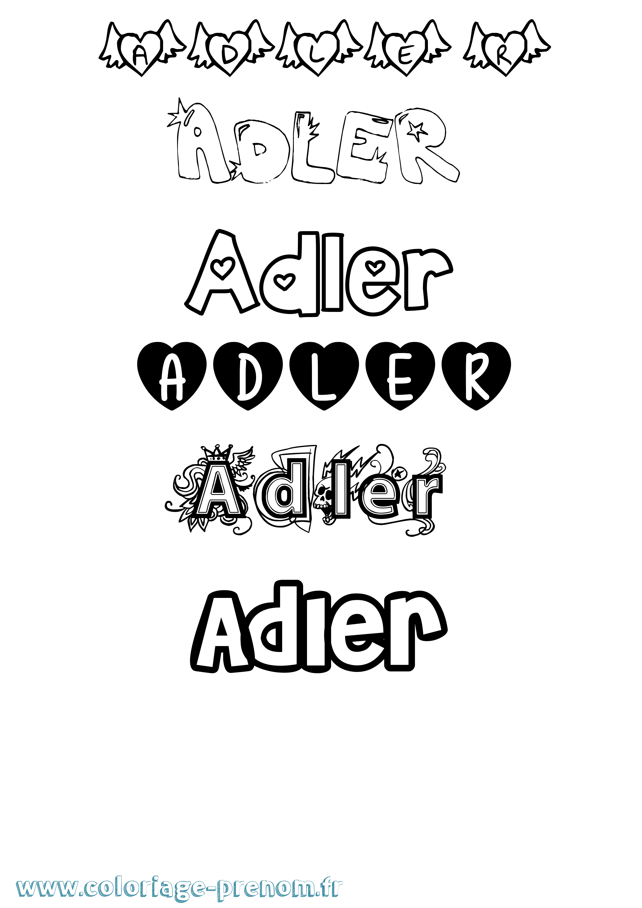 Coloriage prénom Adler Girly