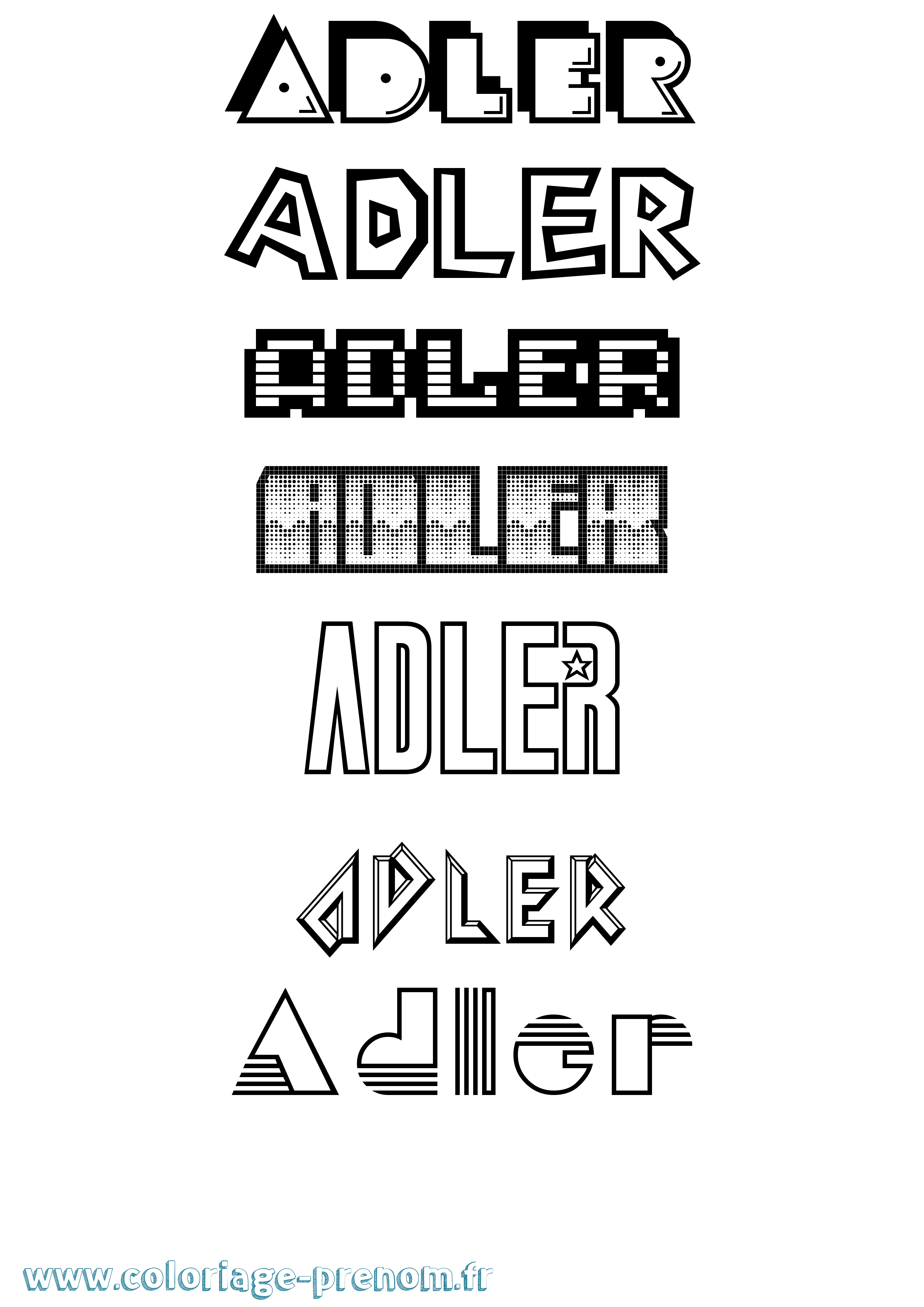 Coloriage prénom Adler Jeux Vidéos
